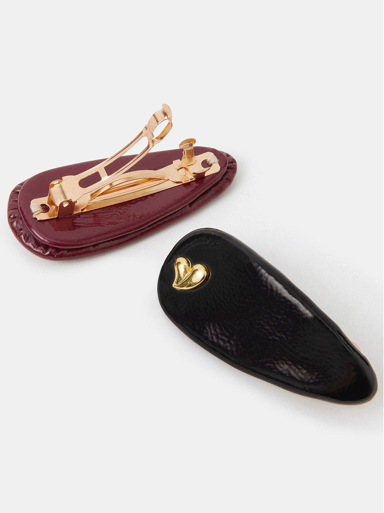 Image 3 of 3 of Accessorize 2-Pack Patent Heart Hair Clips - Multi