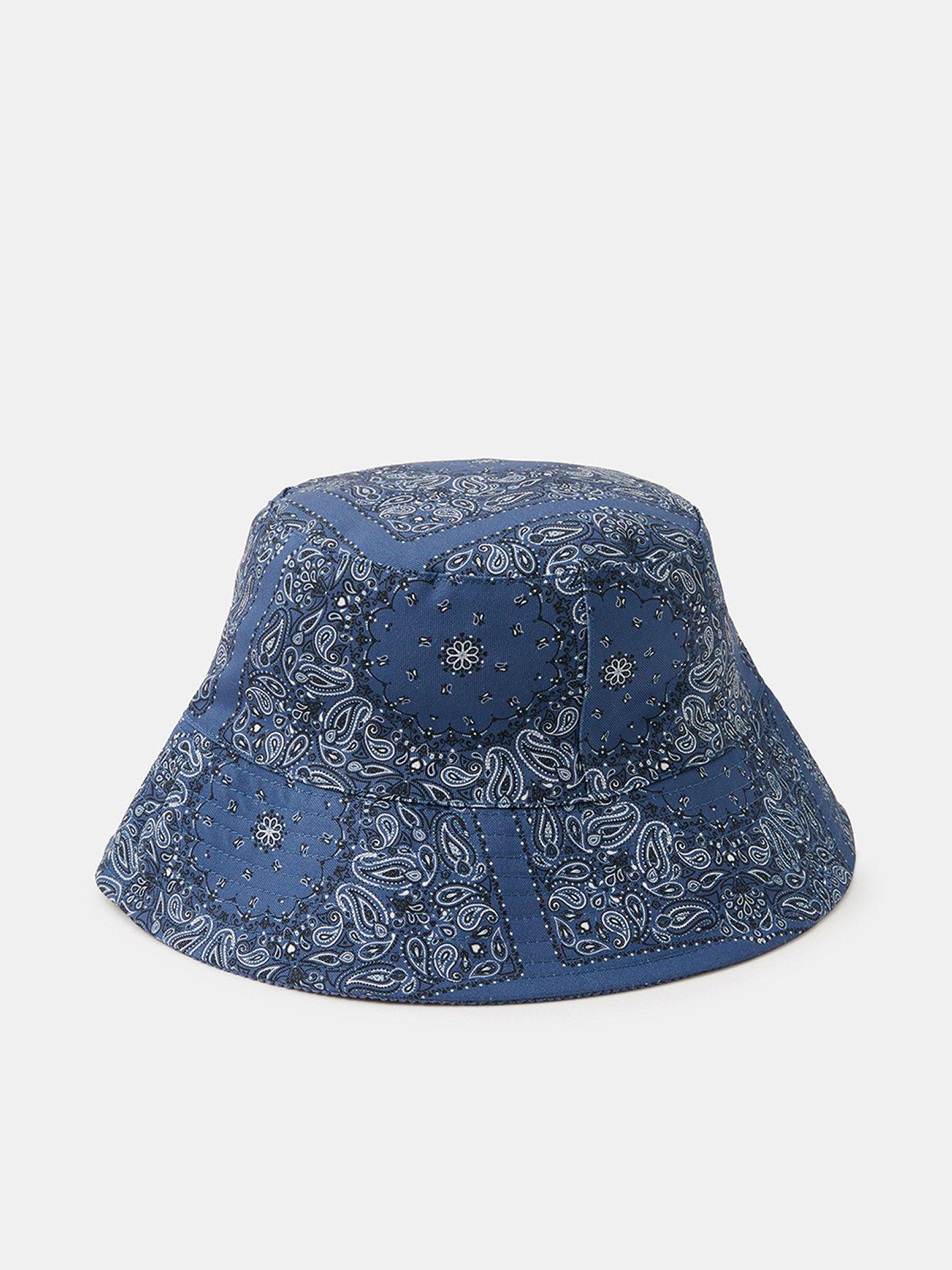 undefined Reversible Bandana Print Bucket Hat - Navy