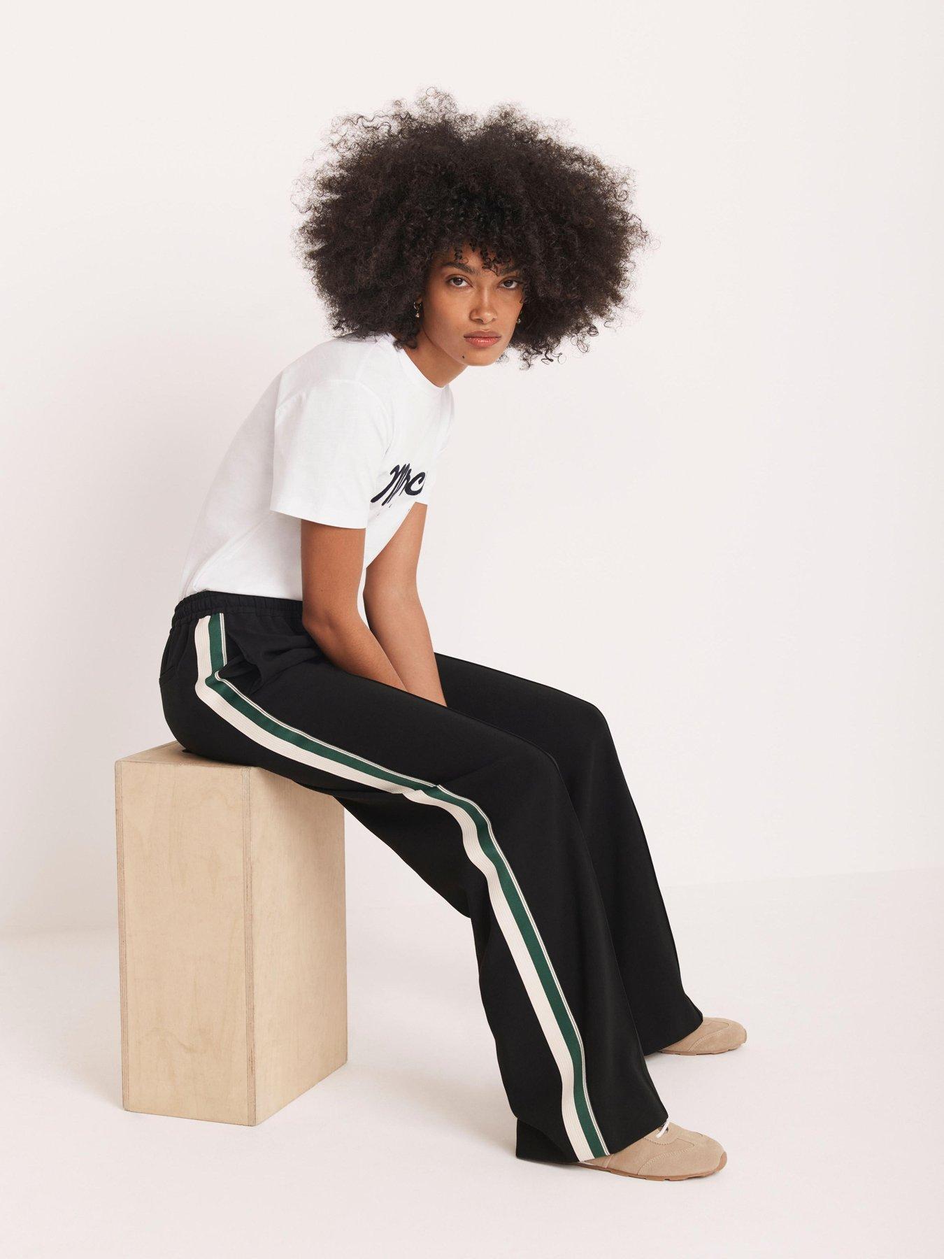 Image 1 of 6 of Mint Velvet Side Stripe Trousers - Black