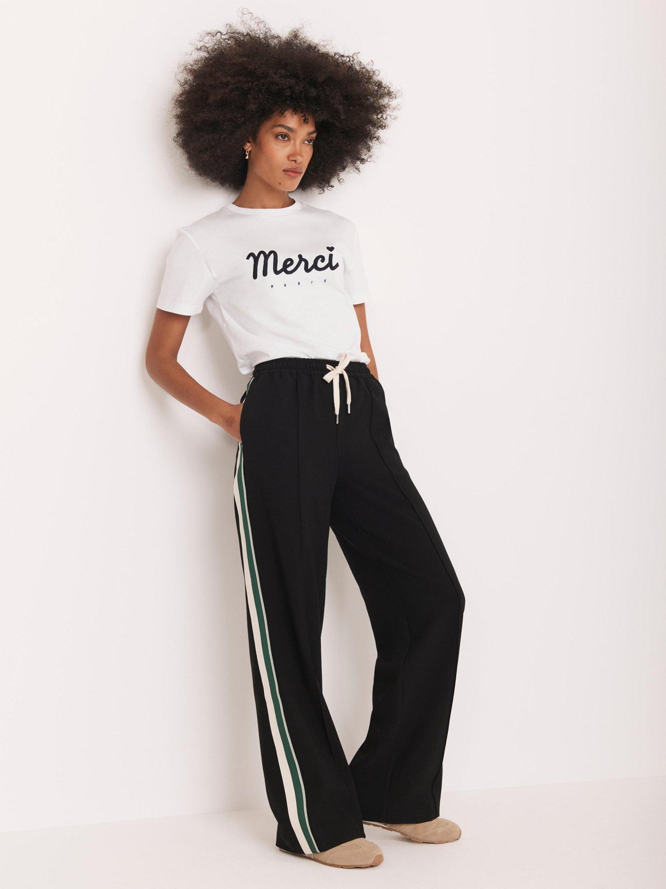 Image 2 of 6 of Mint Velvet Side Stripe Trousers - Black
