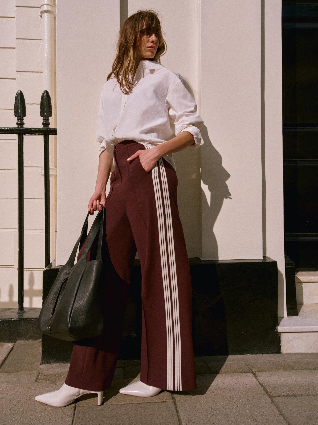Image 3 of 6 of Mint Velvet Burgundy Side Stripe Trouser - Red
