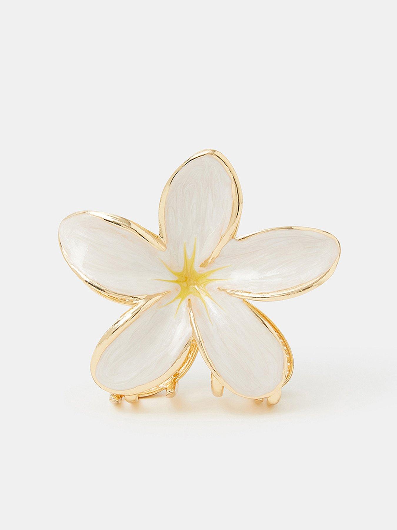  image of accessorize-enamel-flower-claw-clip-white
