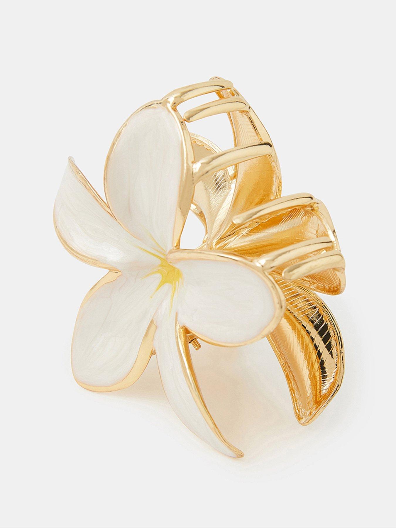  image of accessorize-enamel-flower-claw-clip-white