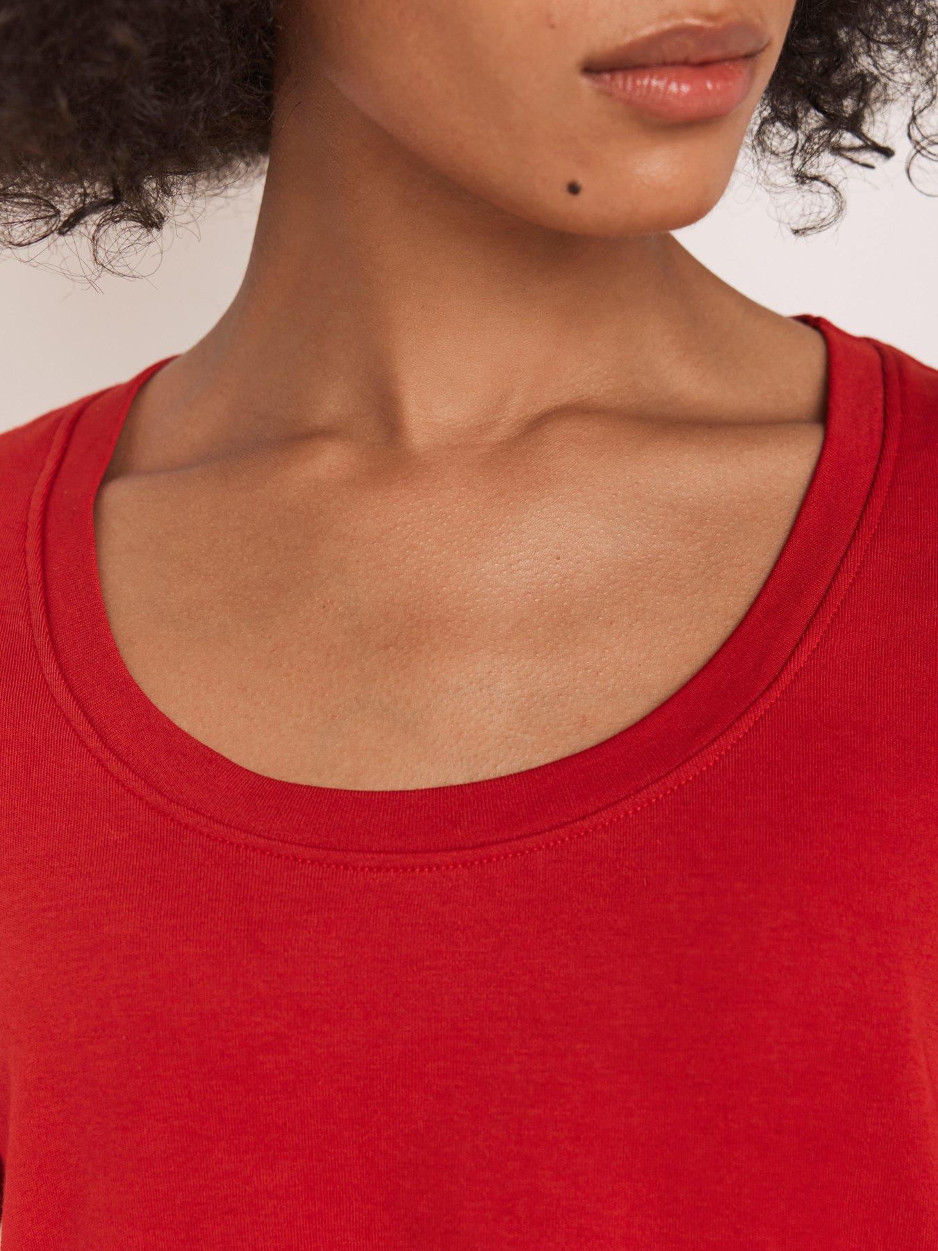 Image 4 of 6 of Mint Velvet Scoop Neck Ultimate Top - Red