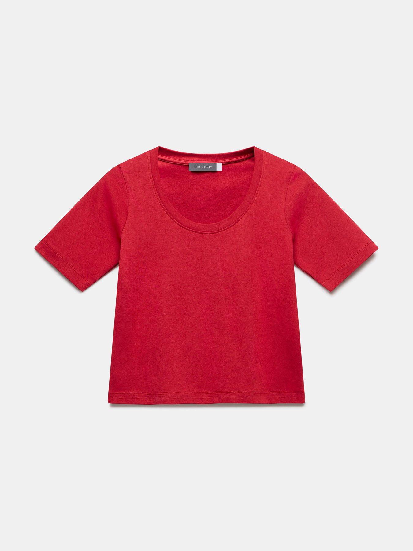 Image 5 of 6 of Mint Velvet Scoop Neck Ultimate Top - Red