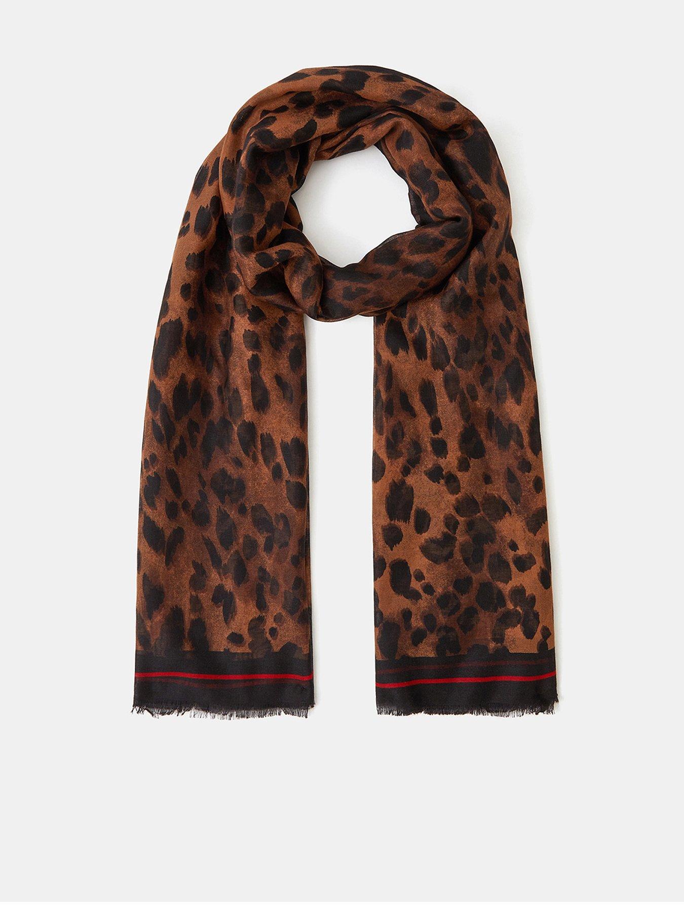 undefined Lightweight Leopard Print Scarf - Brown