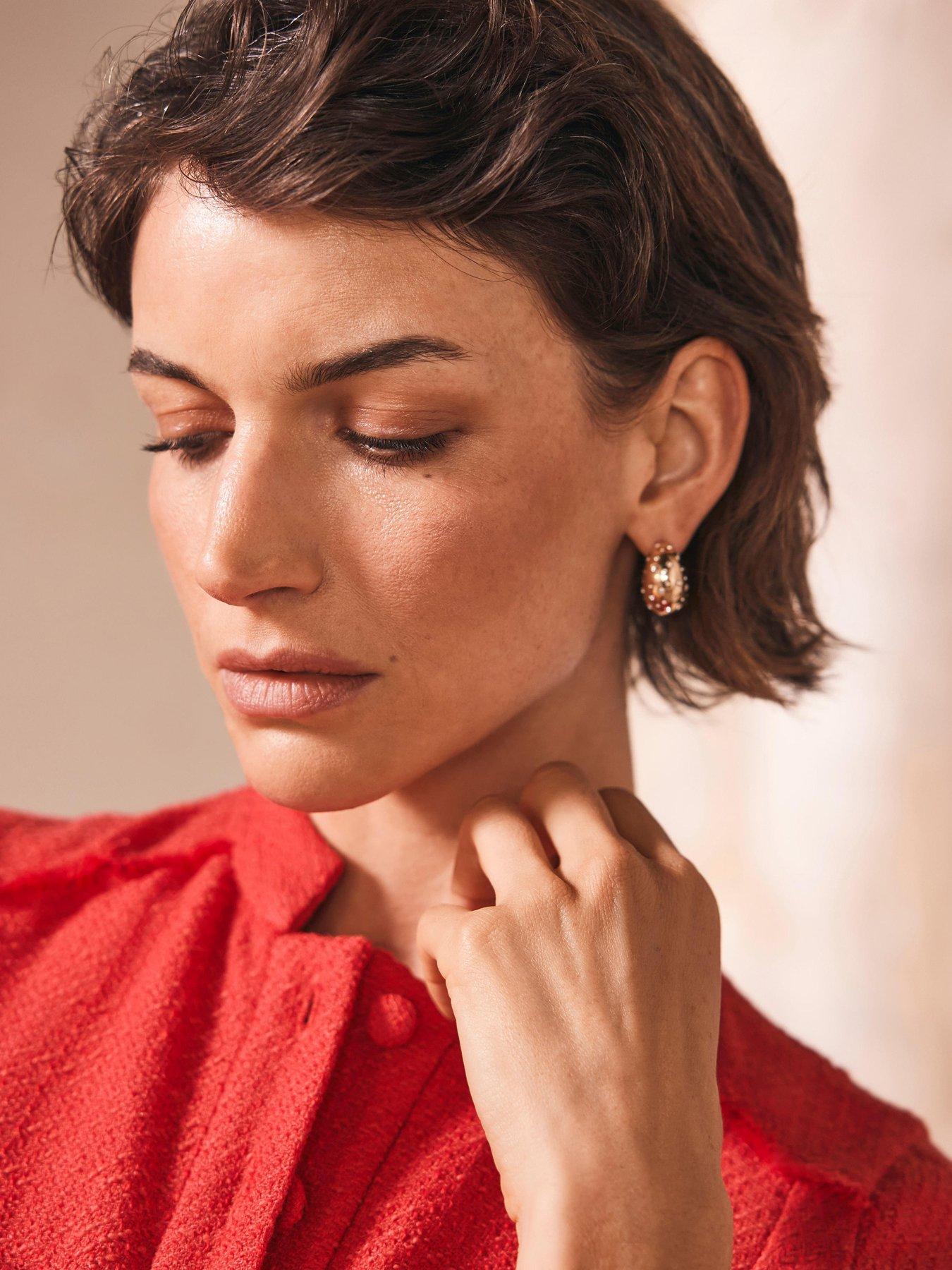 Image 3 of 5 of Mint Velvet Gold Tone Crystal Stud