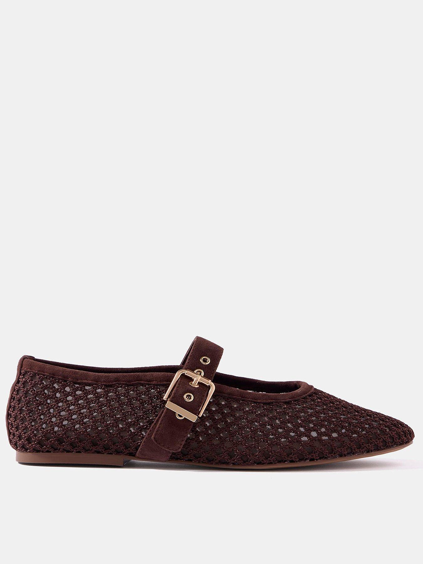 Mint Velvet Trixie Mesh Ballet Flats - Brown