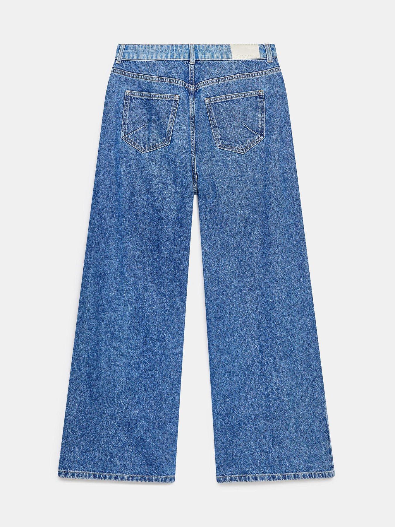 Image 6 of 6 of Mint Velvet Blocked Stripe Wide Leg Jean - Blue