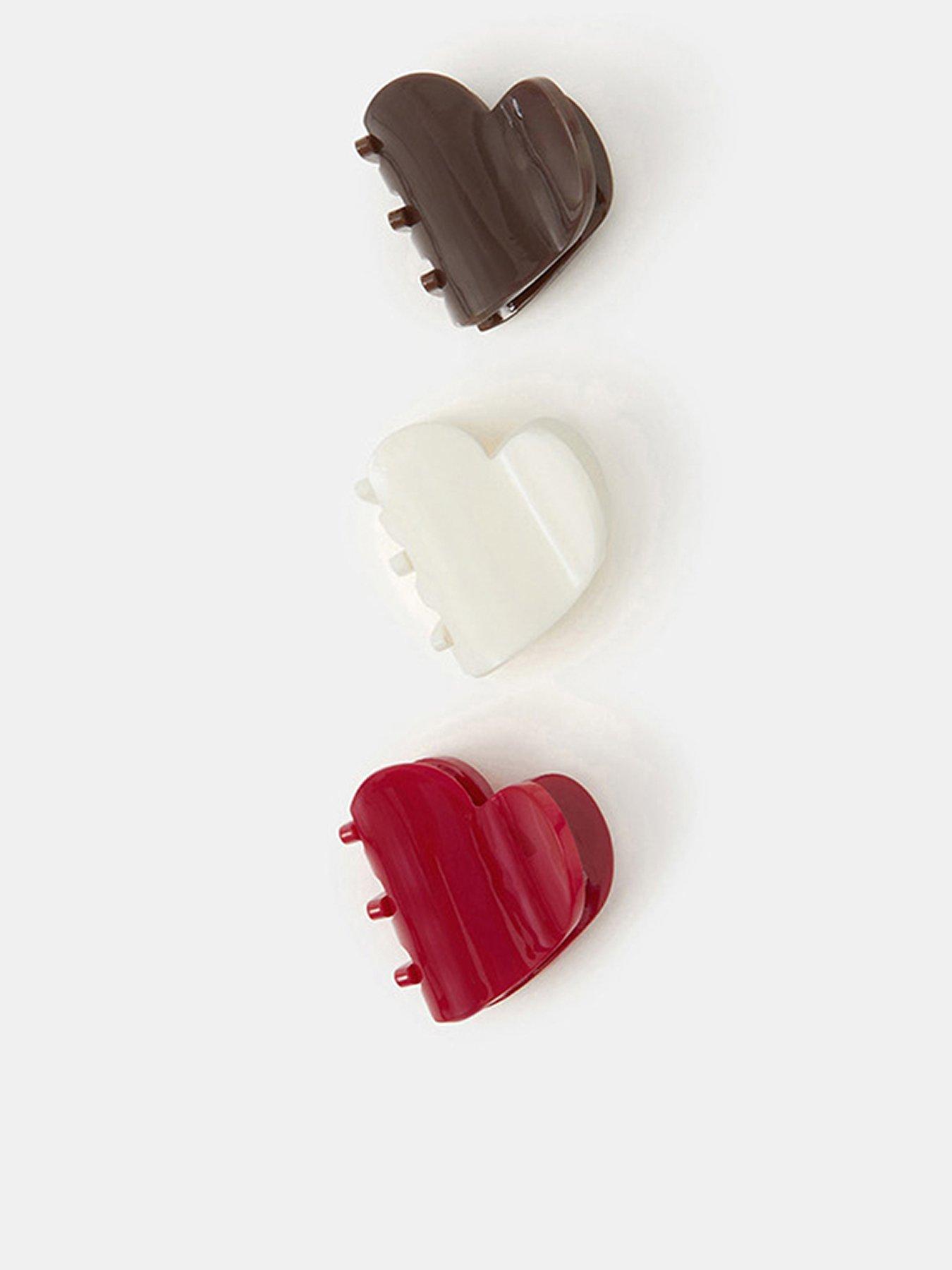 undefined 3-Pack Small Heart Claw Clips - Multi