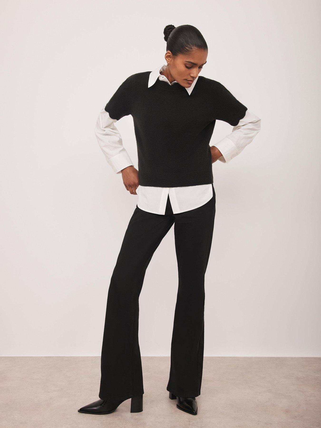 Image 4 of 6 of Mint Velvet Scallop Knit Top - Black