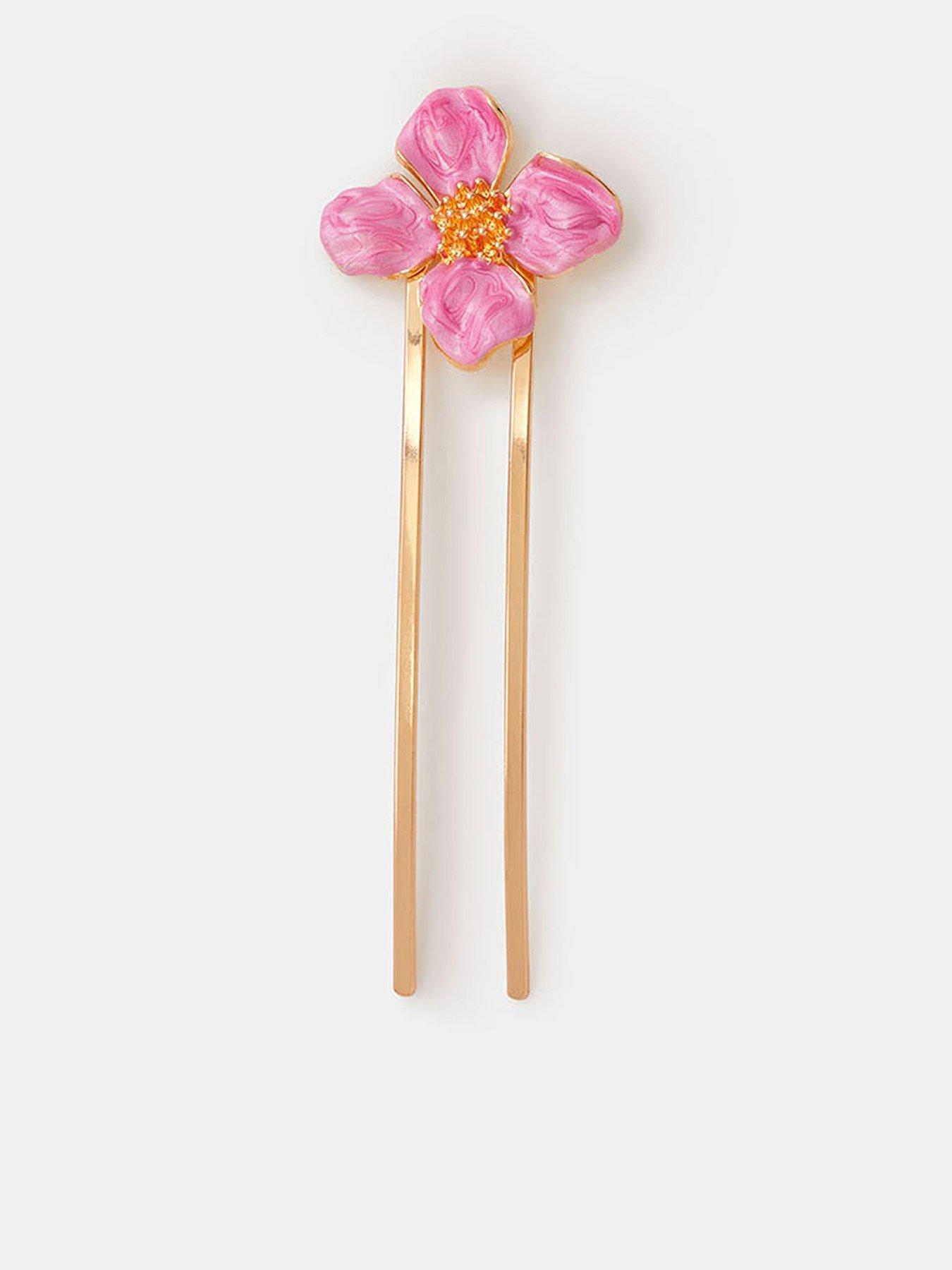 Image 1 of 2 of Accessorize Enamel Flower French Pin - Pink