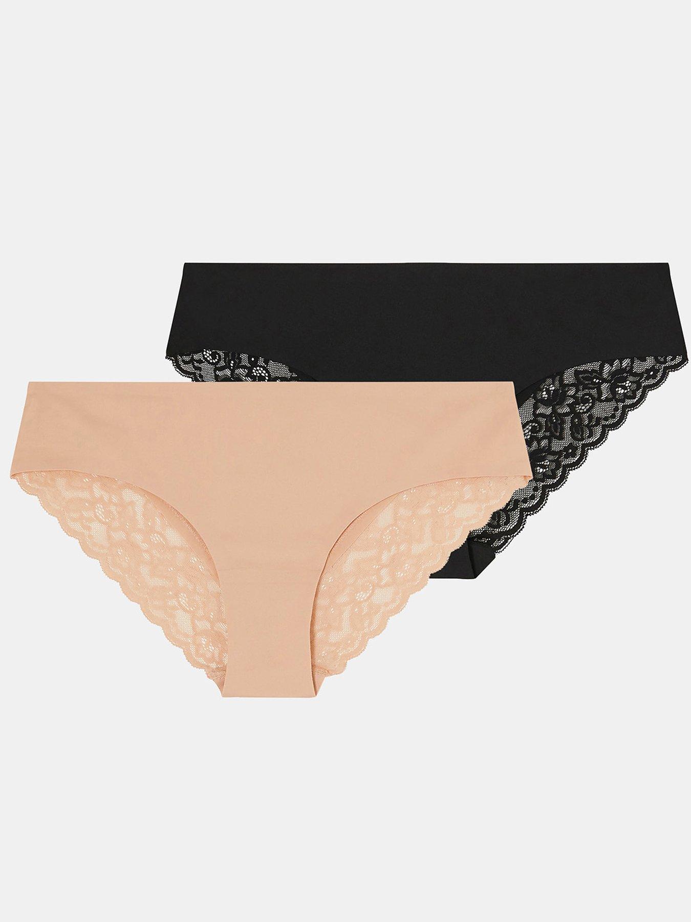 Image 3 of 5 of Accessorize 2-Pack Lace-Back Briefs - Black/Natural