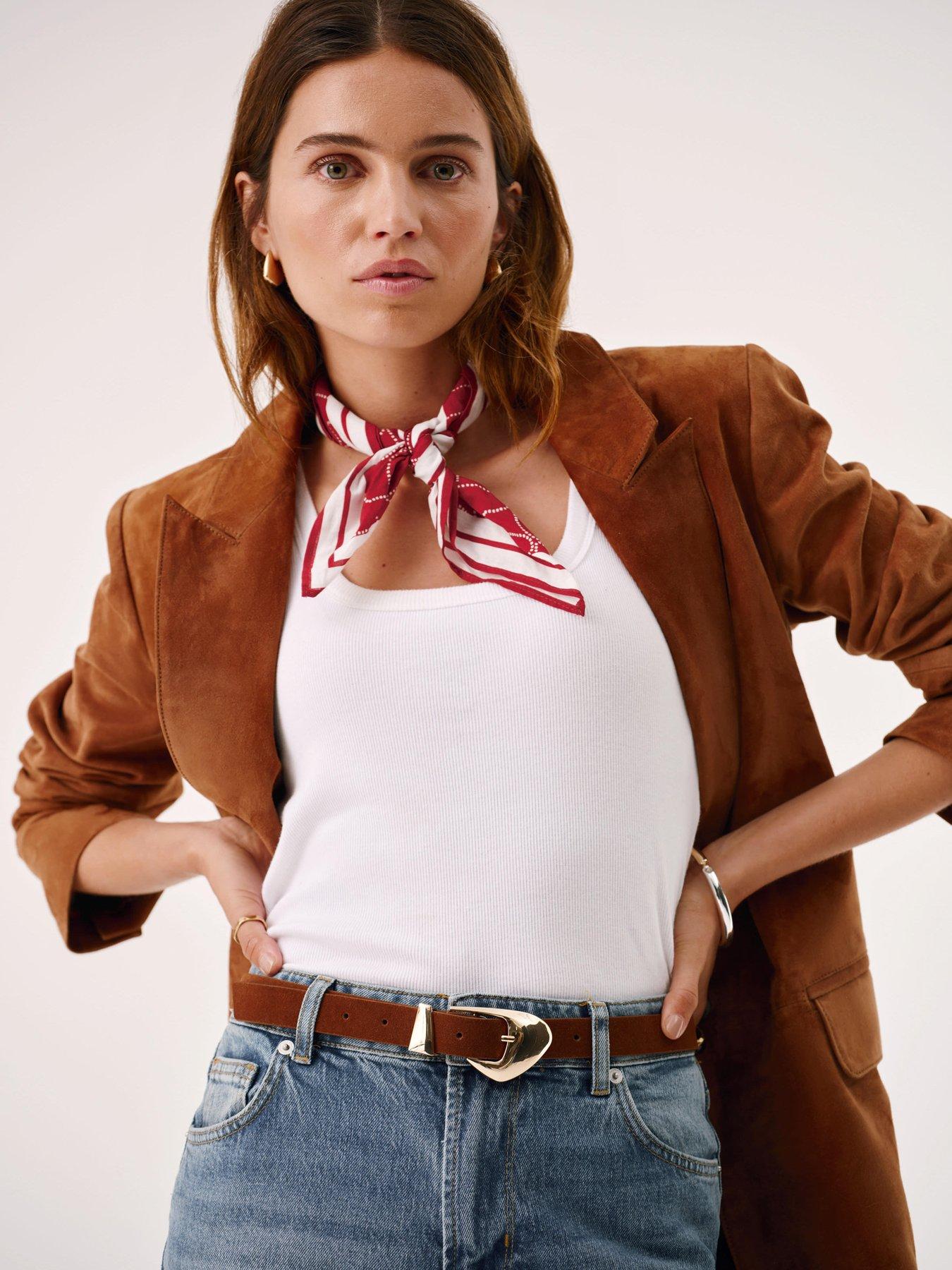 Mint Velvet Heart Print Square Neck Scarf - Red