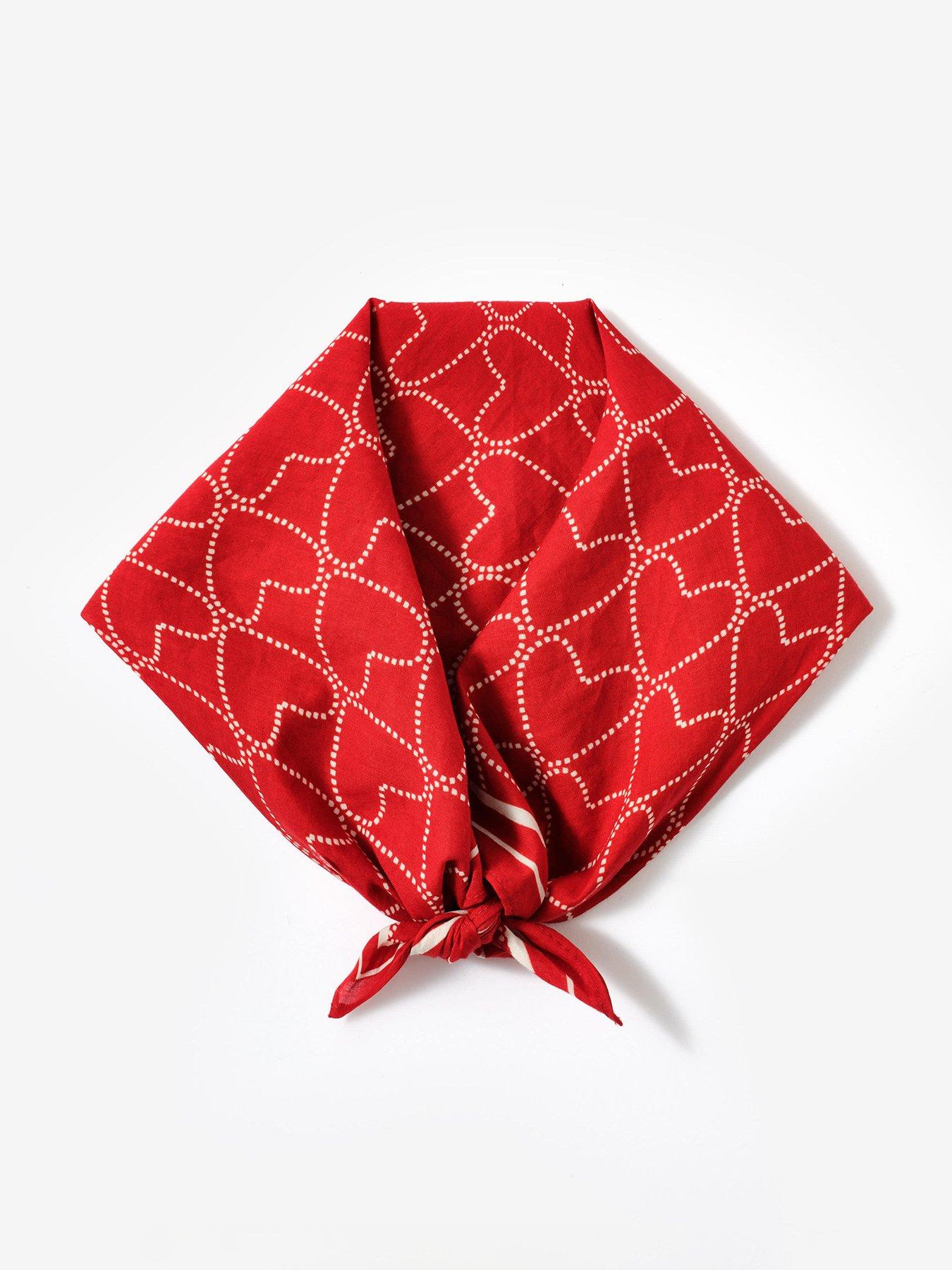 Image 1 of 4 of Mint Velvet Heart Print Square Neck Scarf - Red