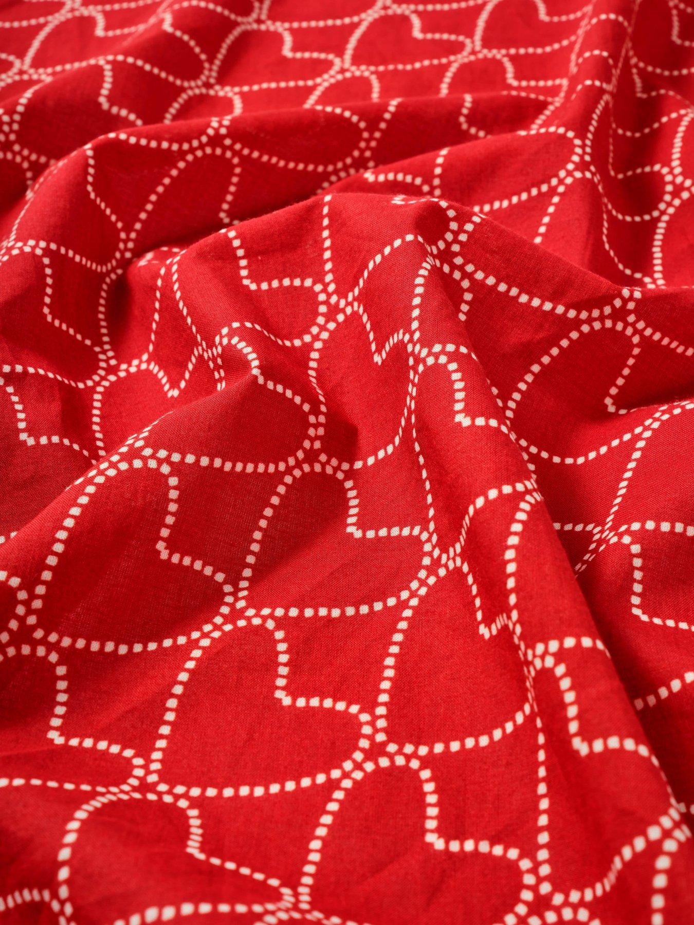 Image 4 of 4 of Mint Velvet Heart Print Square Neck Scarf - Red