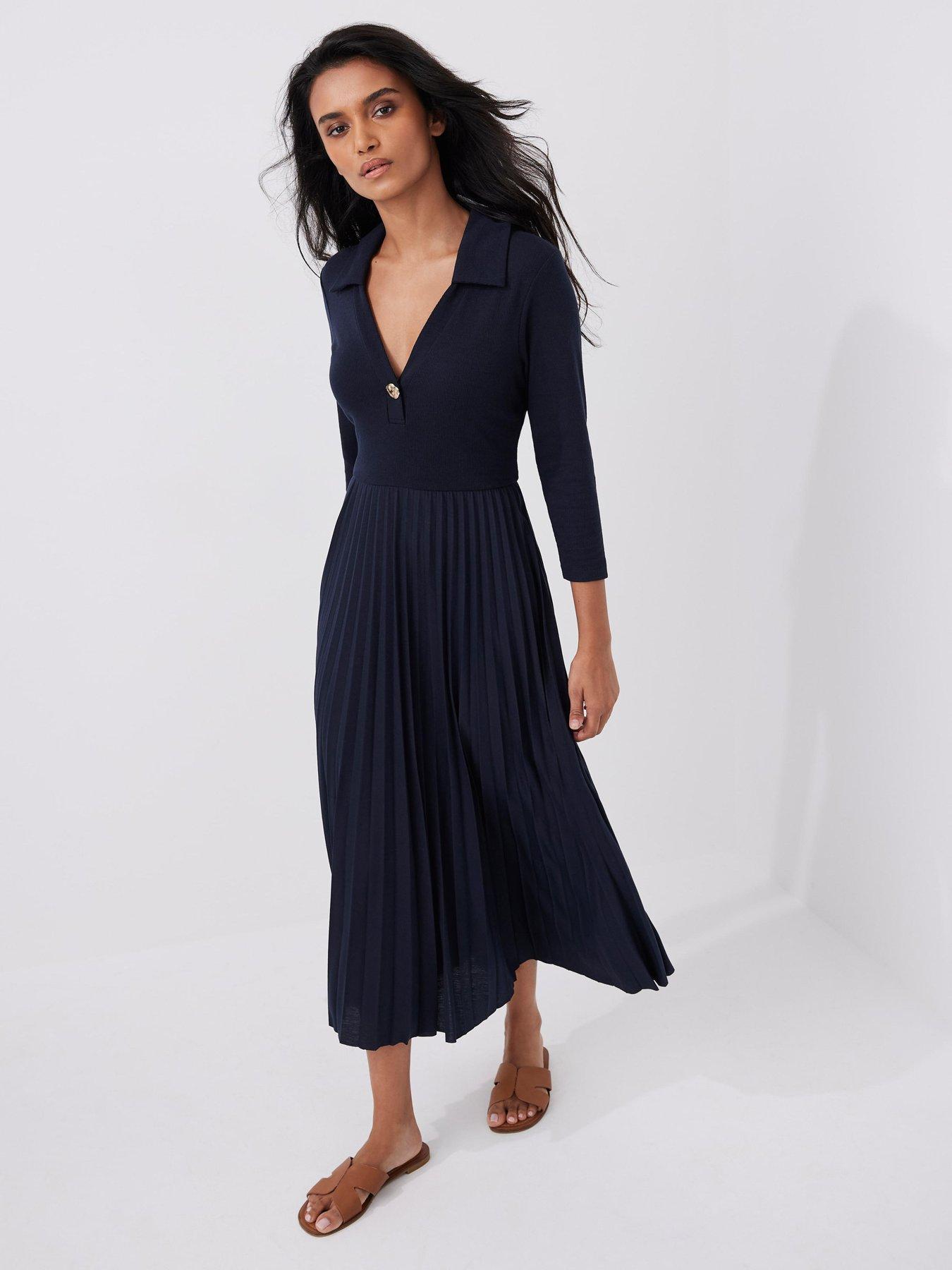 Image 4 of 6 of Mint Velvet Navy Polo Jersey Midi Dress - Blue