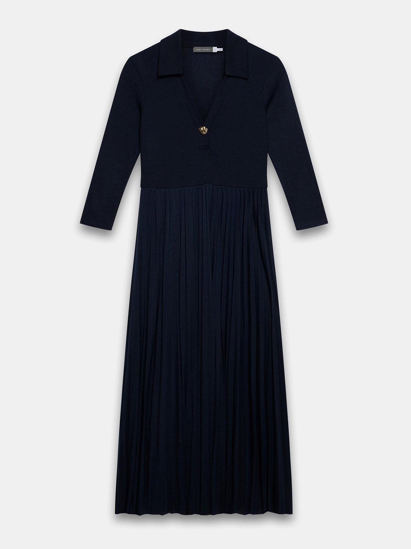Image 5 of 6 of Mint Velvet Navy Polo Jersey Midi Dress - Blue