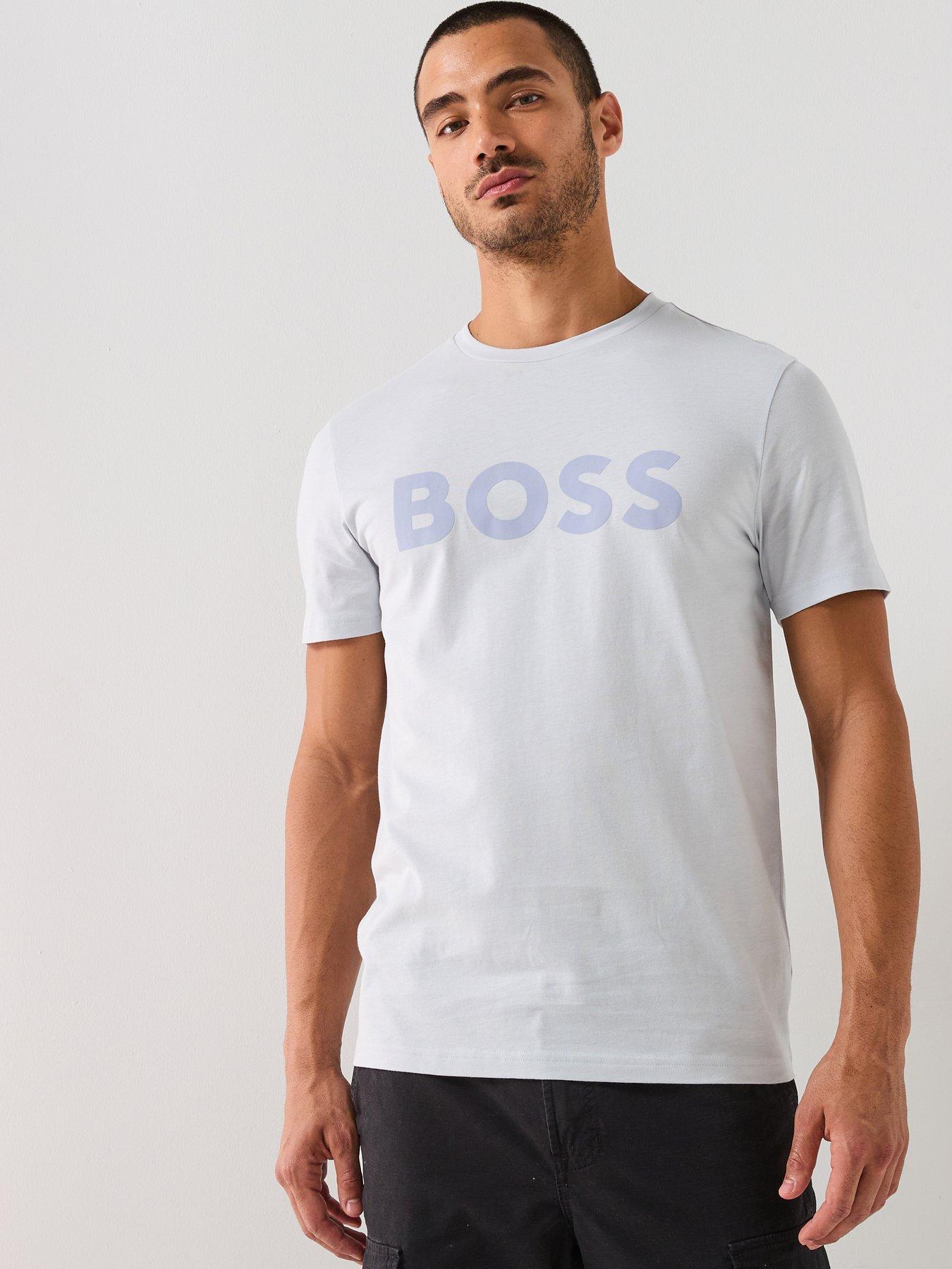 BOSS Thinking 1 Regular Fit Large Logo T-Shirt - Grey