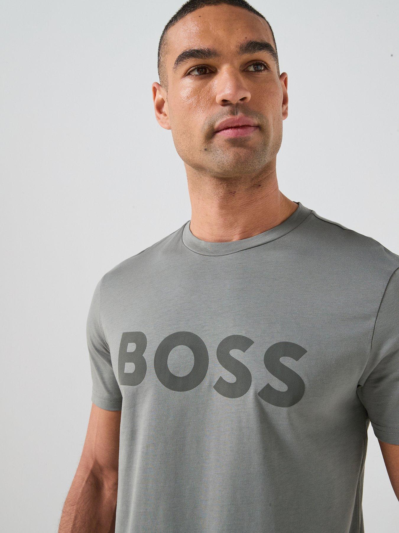 Image 5 of 6 of BOSS Thinking 1 Regular Fit Large Logo T-Shirt - Grey