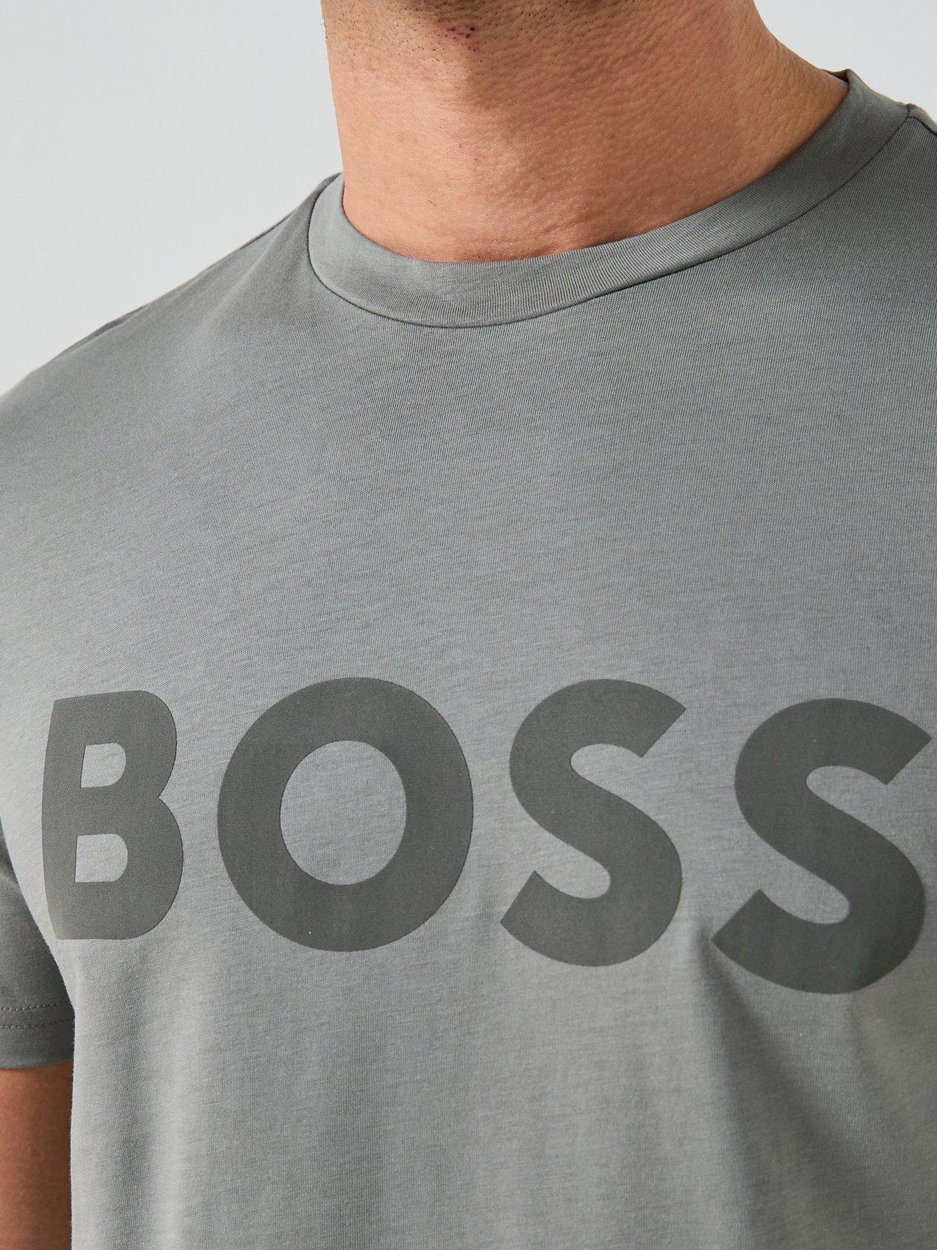 Image 6 of 6 of BOSS Thinking 1 Regular Fit Large Logo T-Shirt - Grey