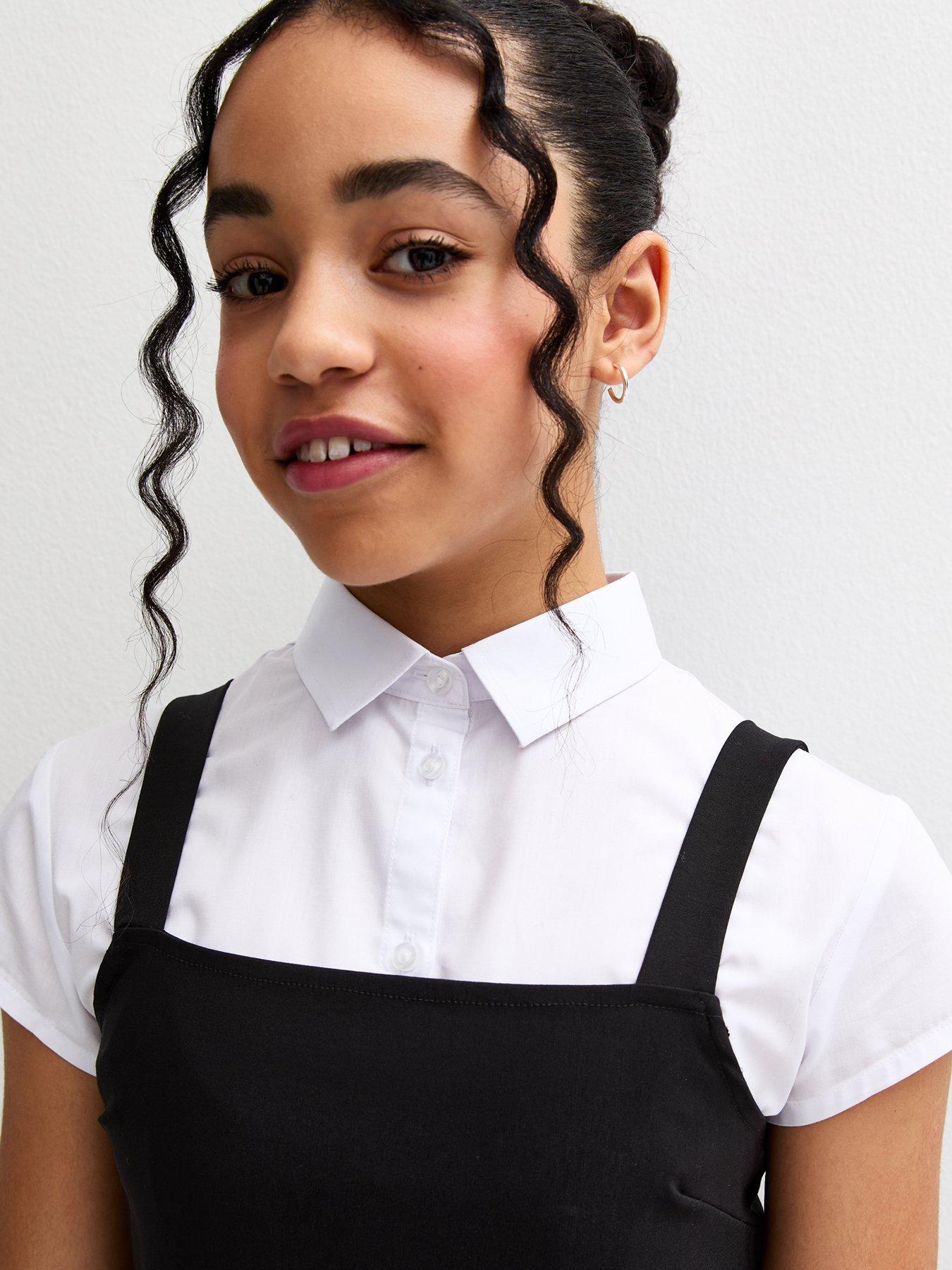  image of new-look-915-square-neck-school-pinafore-dress-black