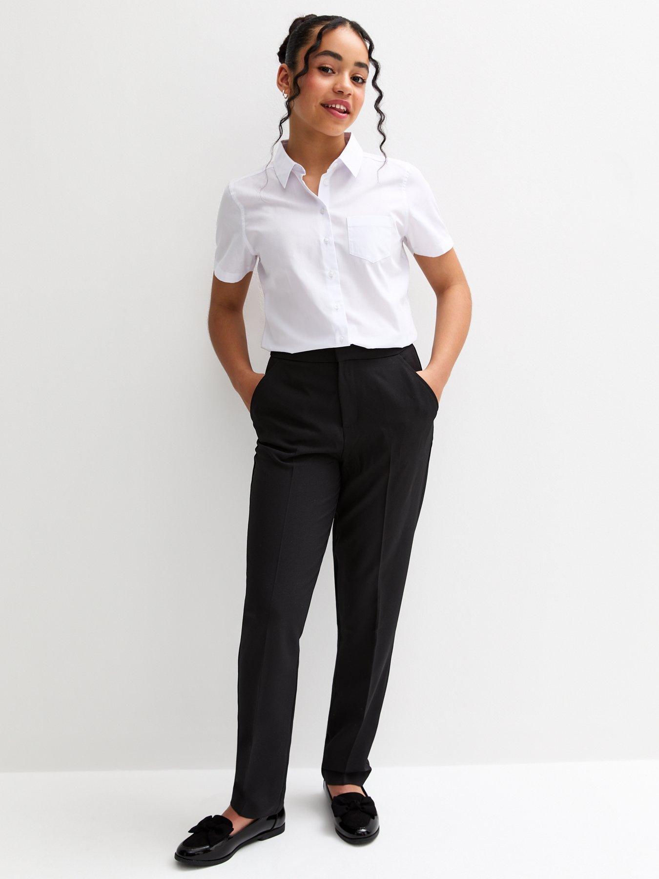 undefined Girls Straight Leg School Trousers - Black