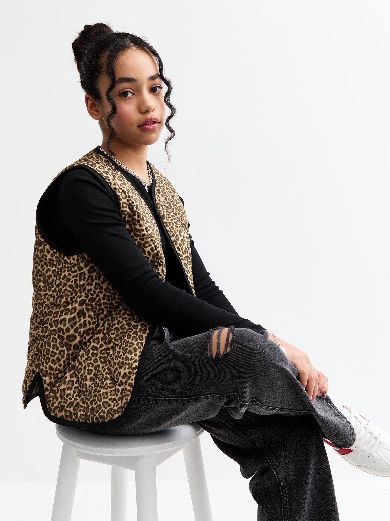  image of new-look-915-leopard-print-quilted-gilet-multi