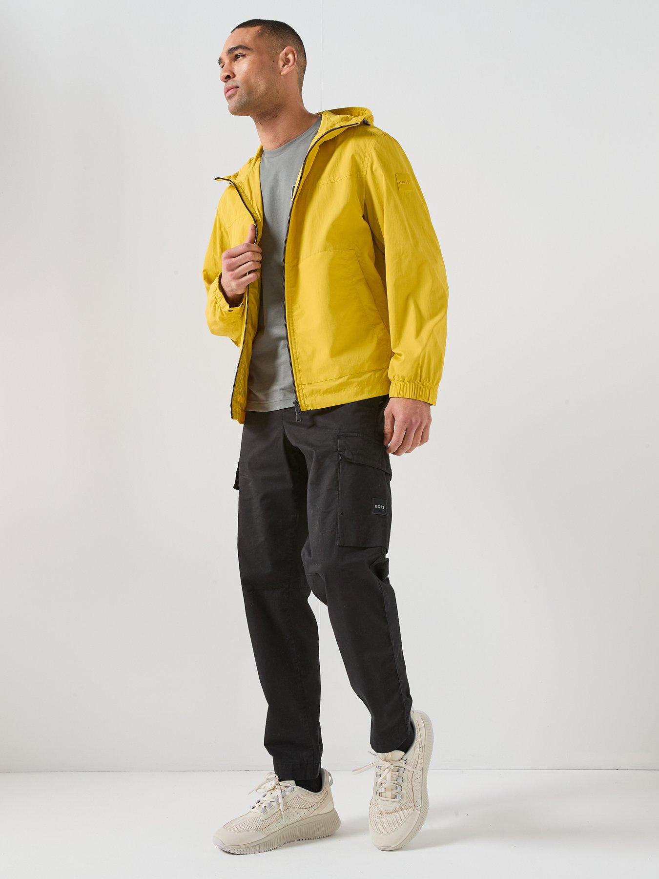  image of boss-orip-stretch-nylon-hooded-jacket-yellow