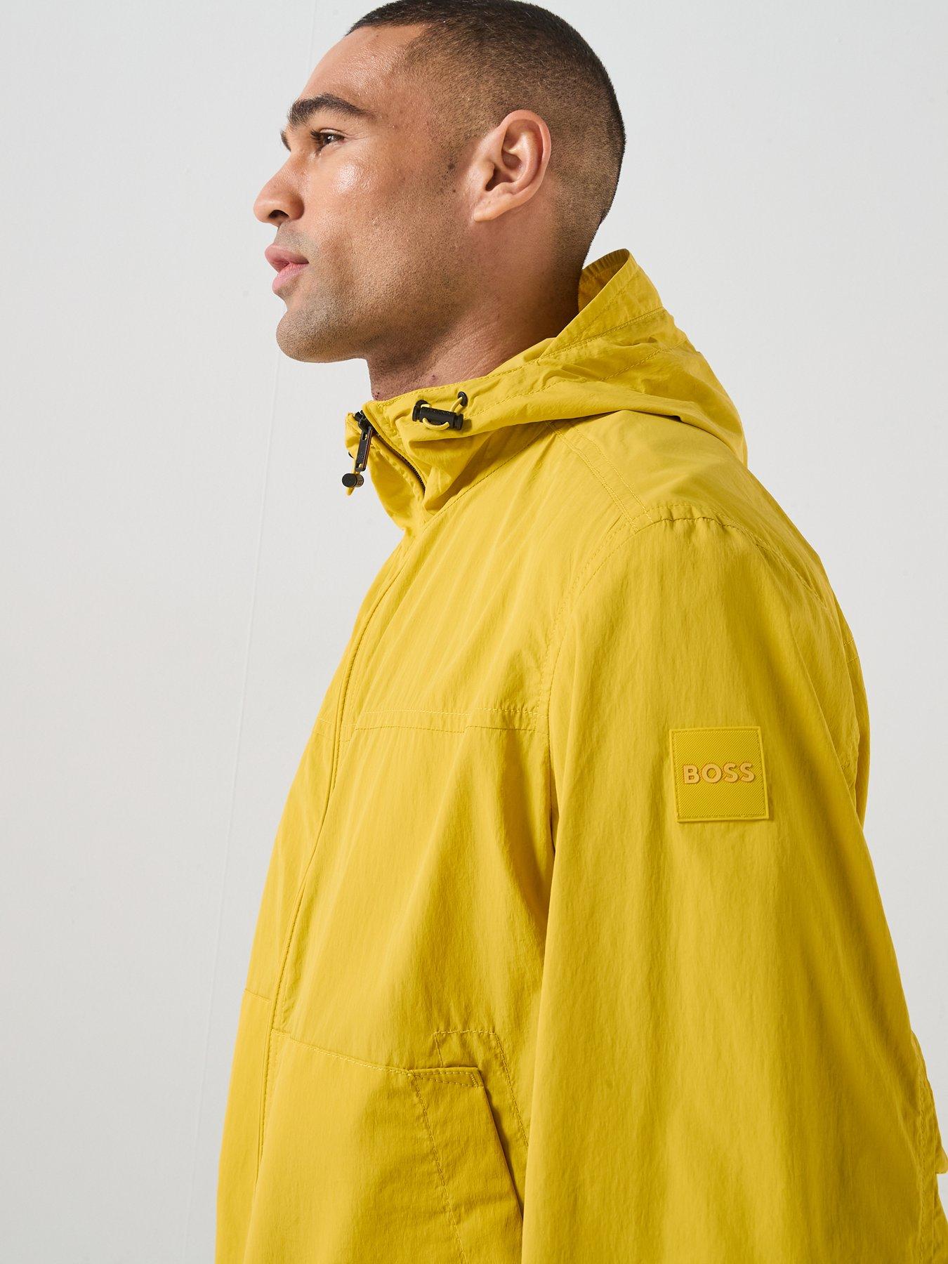  image of boss-orip-stretch-nylon-hooded-jacket-yellow