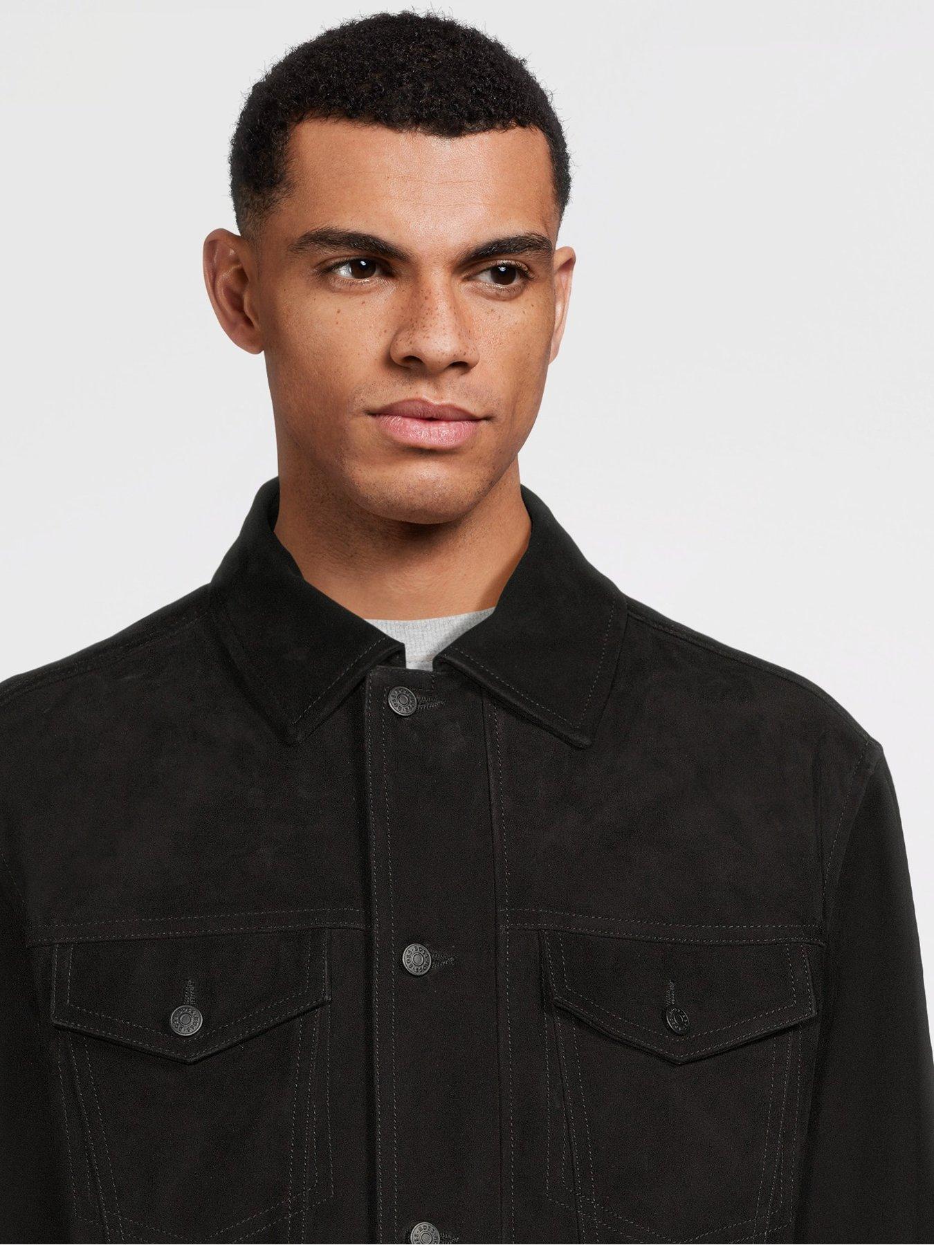 Image 4 of 6 of BOSS Johot Suede Western Jacket - Black