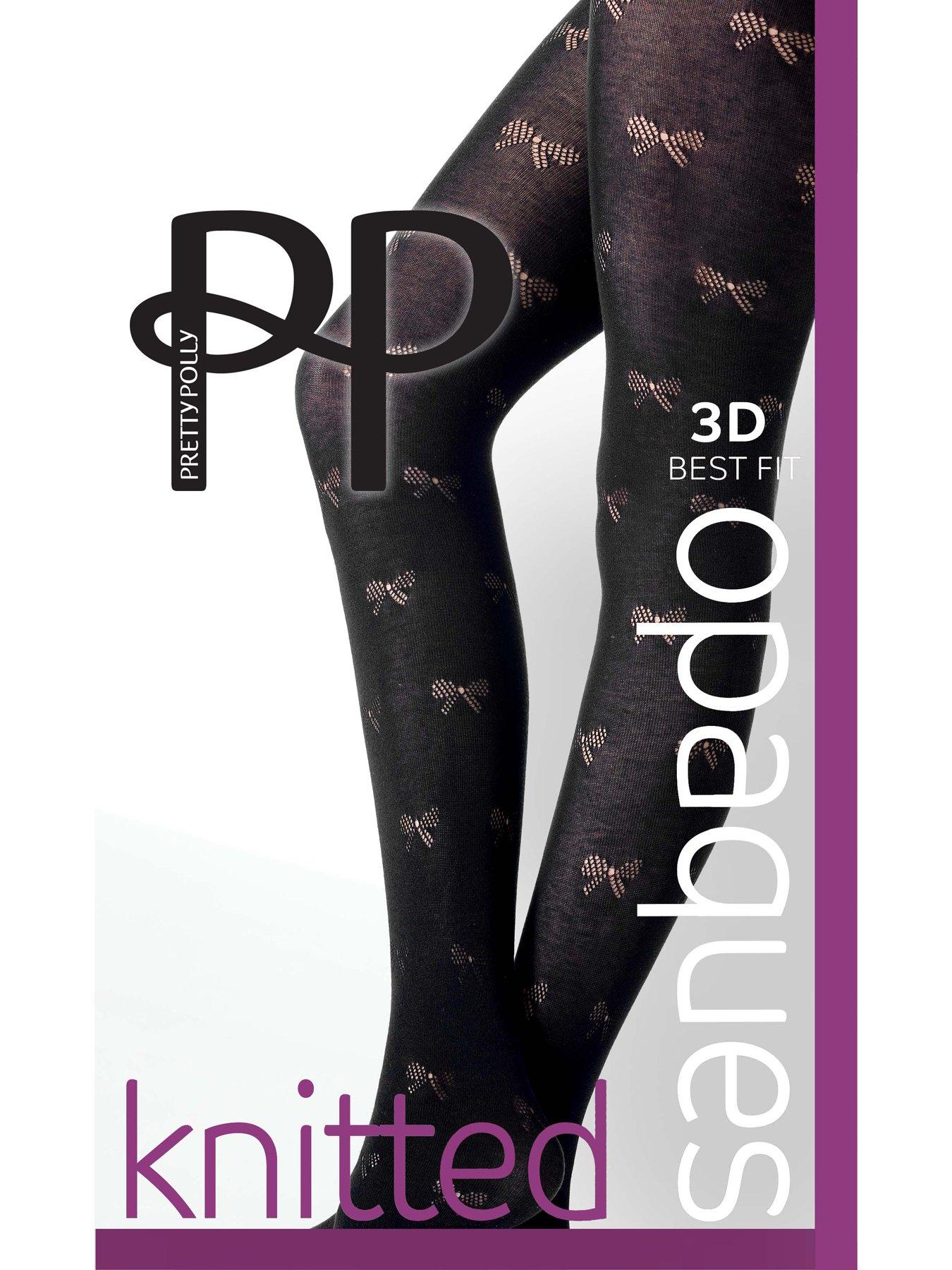  image of pretty-polly-knit-bow-pattern-tights--black