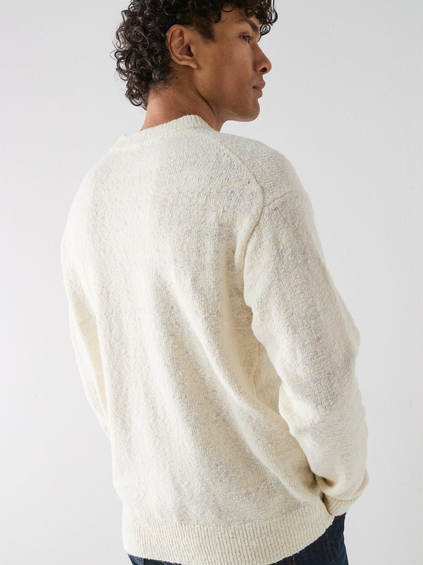 Image 6 of 6 of BOSS Kerbert Emblem Logo Knitted Jumper - White