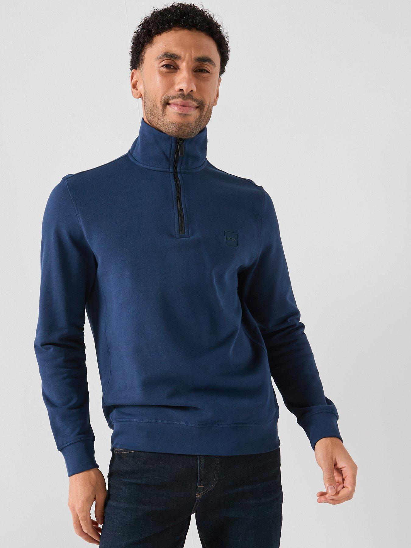 BOSS Zetrust Mens 1/4 Zip Sweatshirt - Blue
