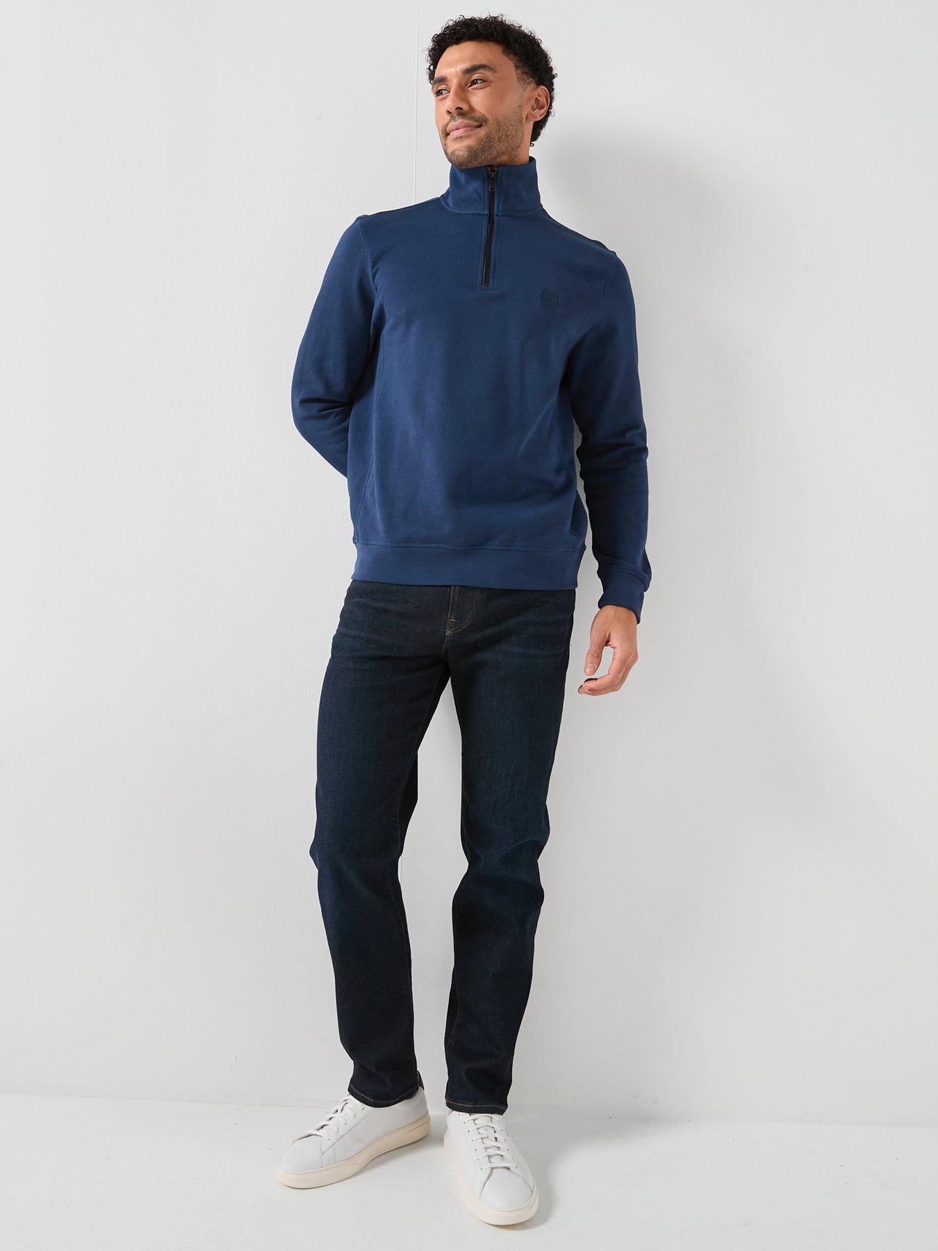  image of boss-zetrust-mens-14-zip-sweatshirt-blue