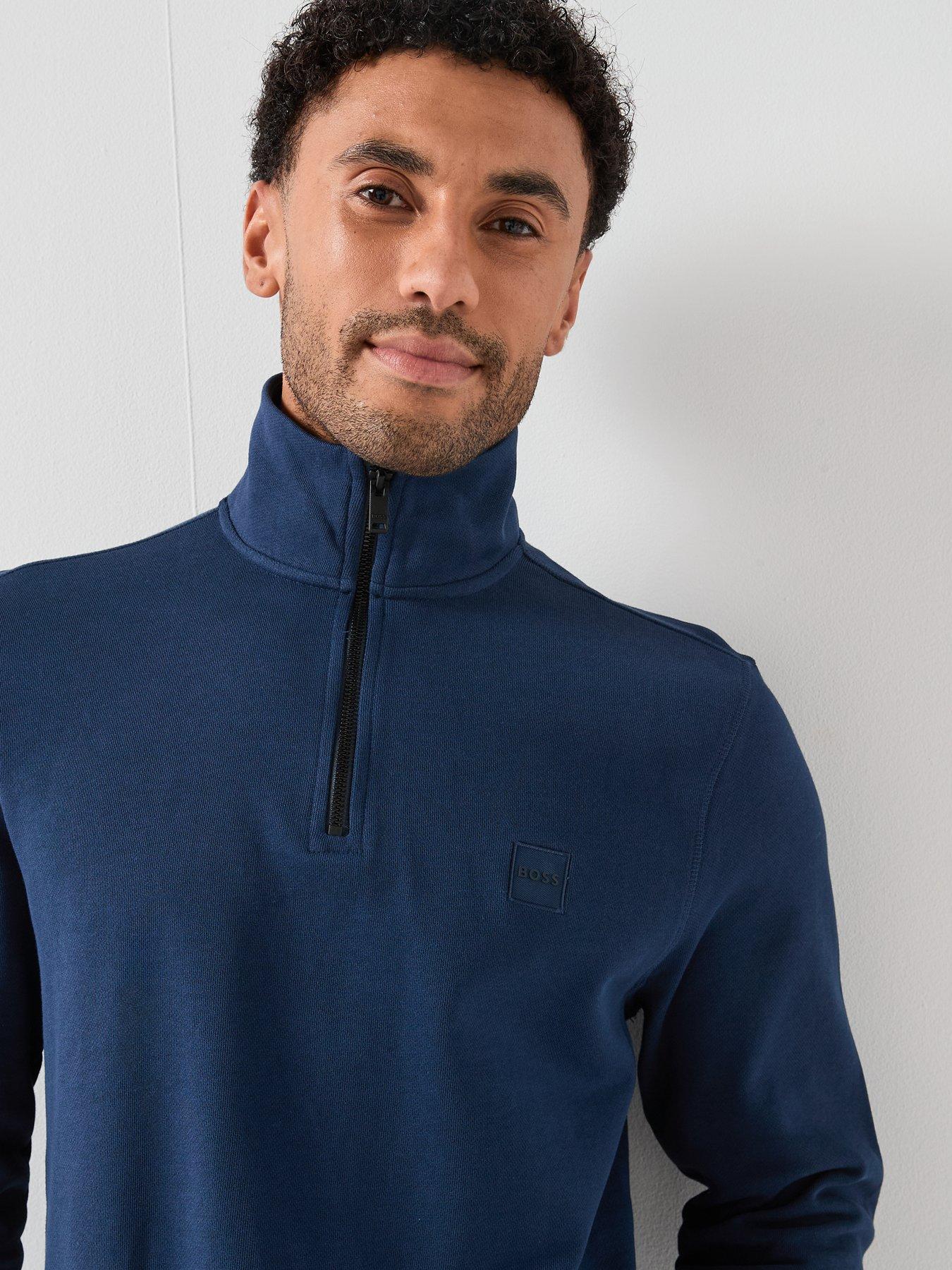  image of boss-zetrust-mens-14-zip-sweatshirt-blue