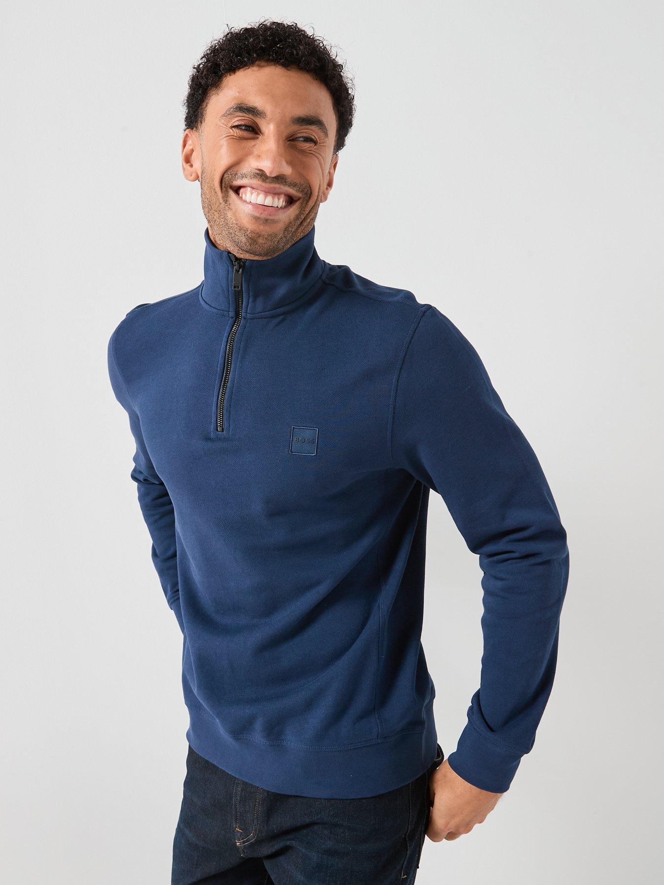  image of boss-zetrust-mens-14-zip-sweatshirt-blue
