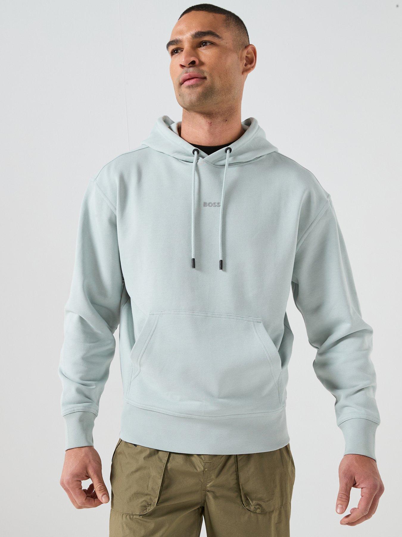 front image of boss-logo-overhead-hoodie-grey