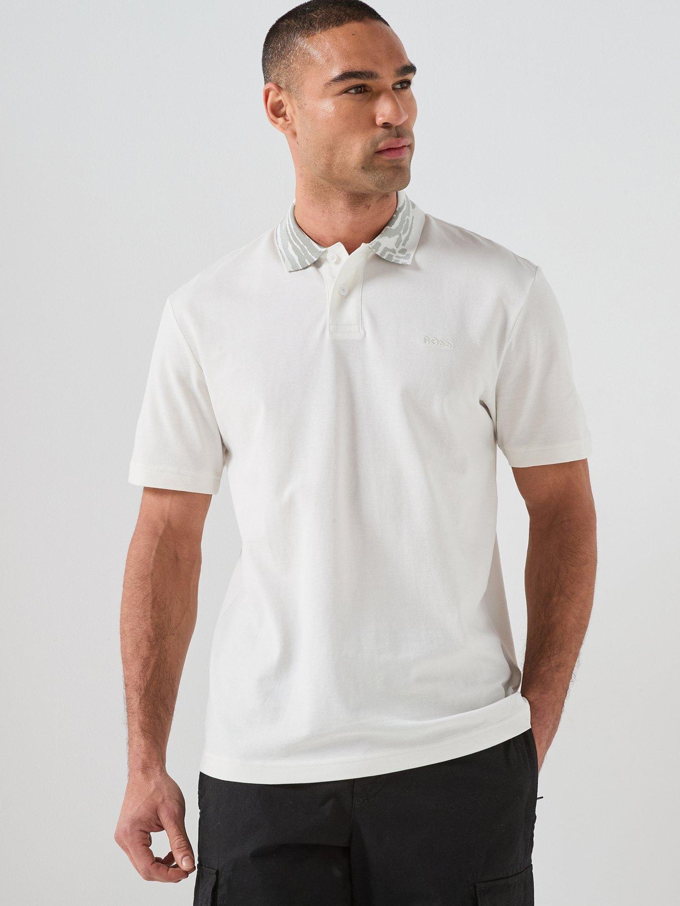 BOSS Wild Nature Camo Collar Polo Shirt - White