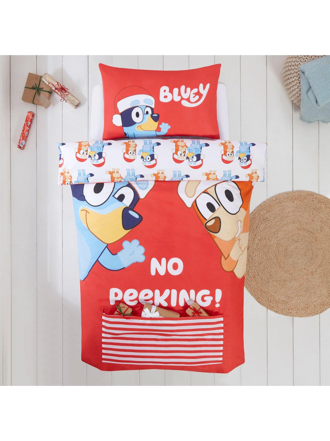  image of bluey-no-peeking-single-panel-christmas-duvet