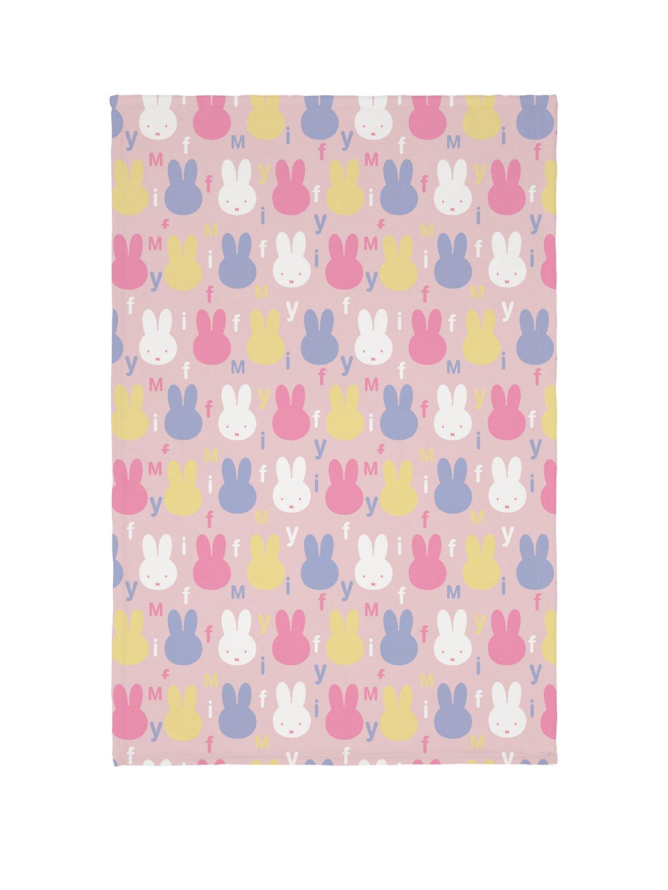 front image of miffy-bunnies-coral-r-blanket-100x150cm