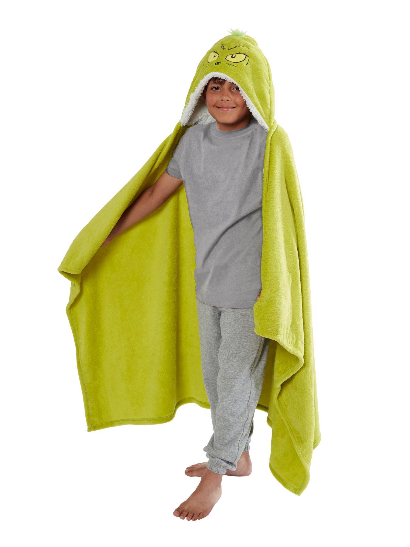 Image 3 of 6 of The Grinch Dress Up Coral Hooded Christmas Blanket 100X150Cm