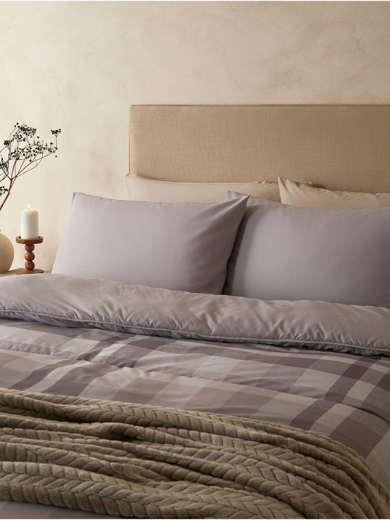 Image 3 of 5 of Night Lark Natural Check 10.5 Tog Coverless Duvet Set - Natural