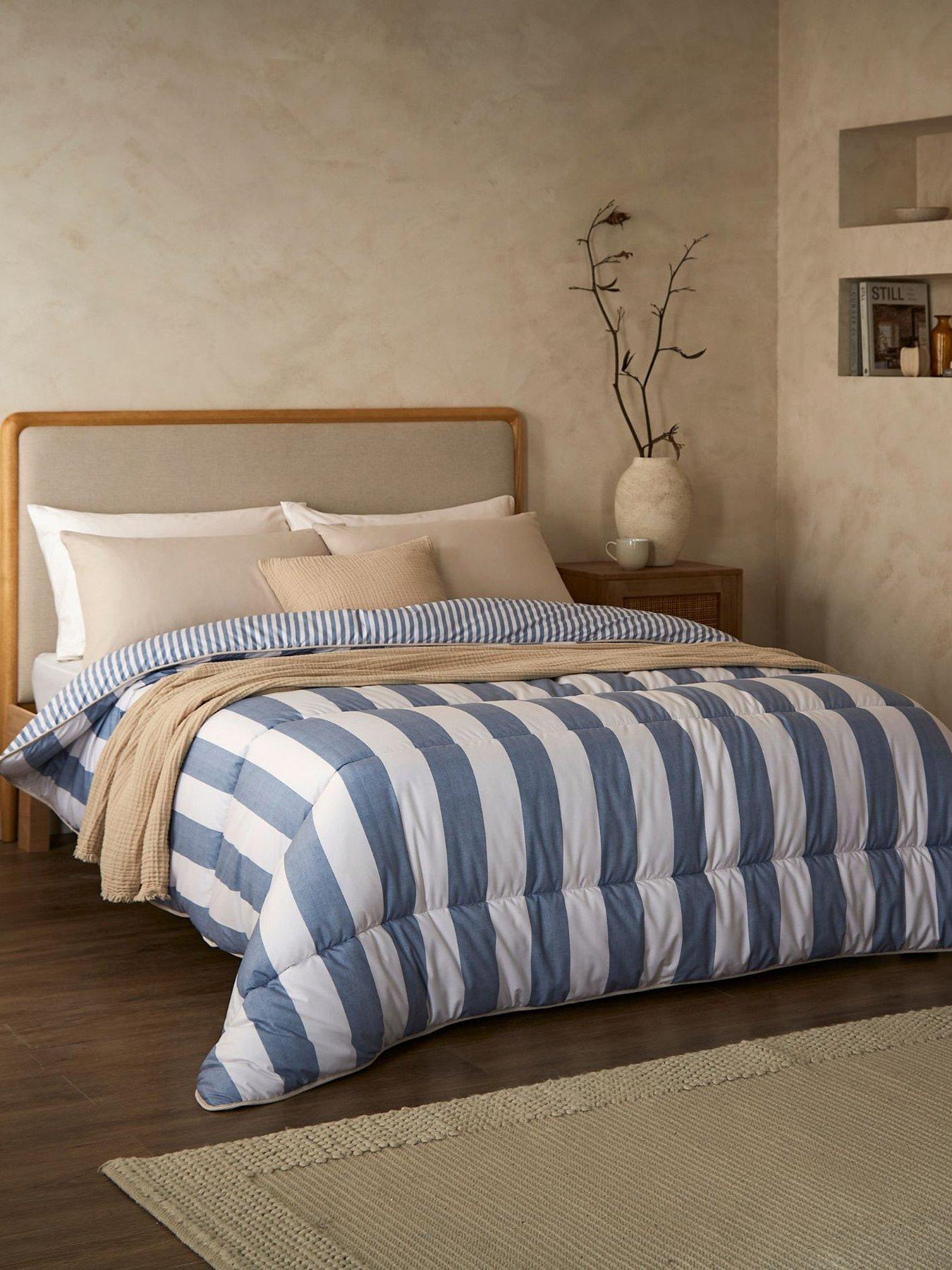 Night Lark Reversible Herringbone Stripe 10.5 Tog Coverless Duvet Set includes Pillowcases