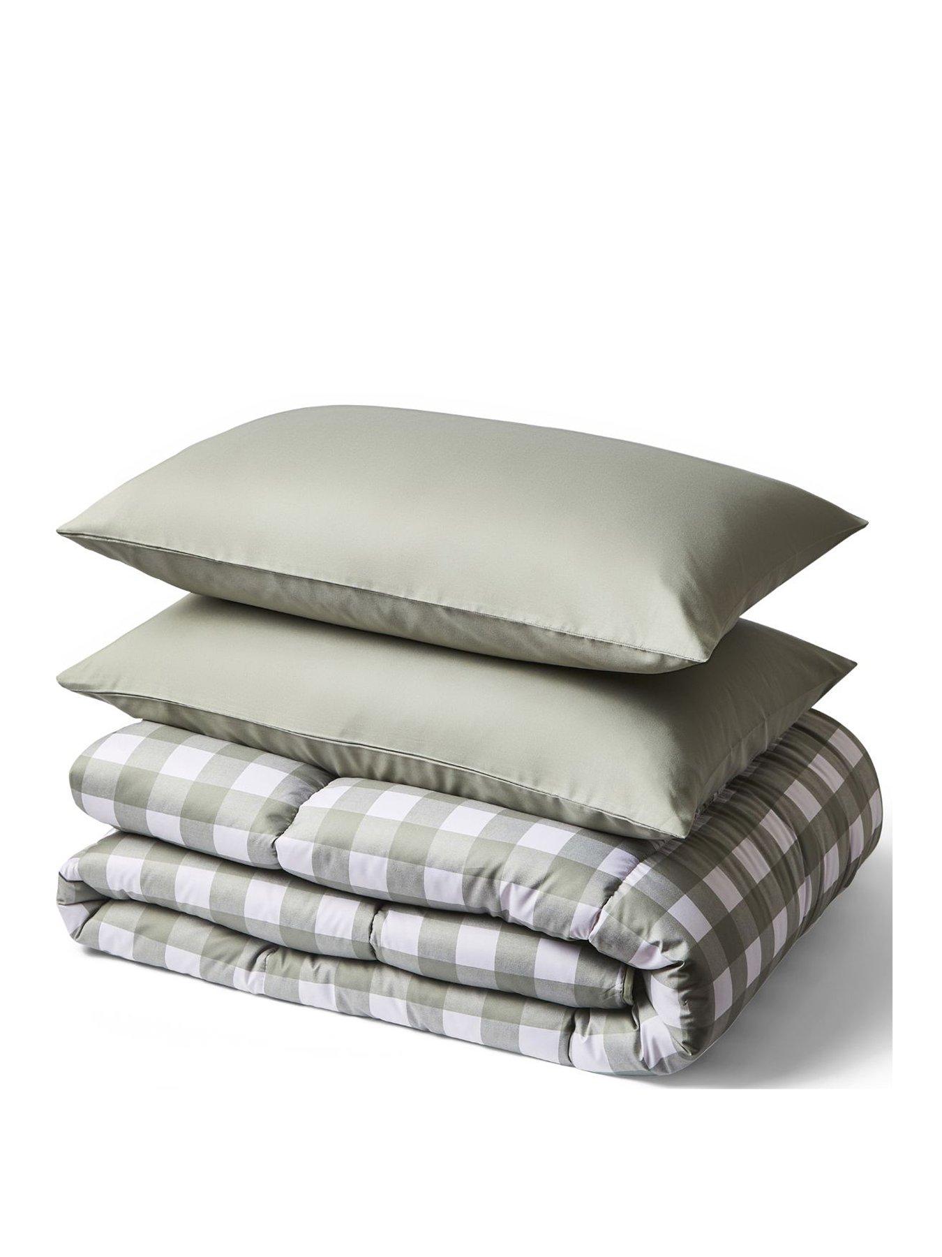 Image 2 of 5 of Night Lark Gingham Olive 10.5 Tog Coverless Duvet Set