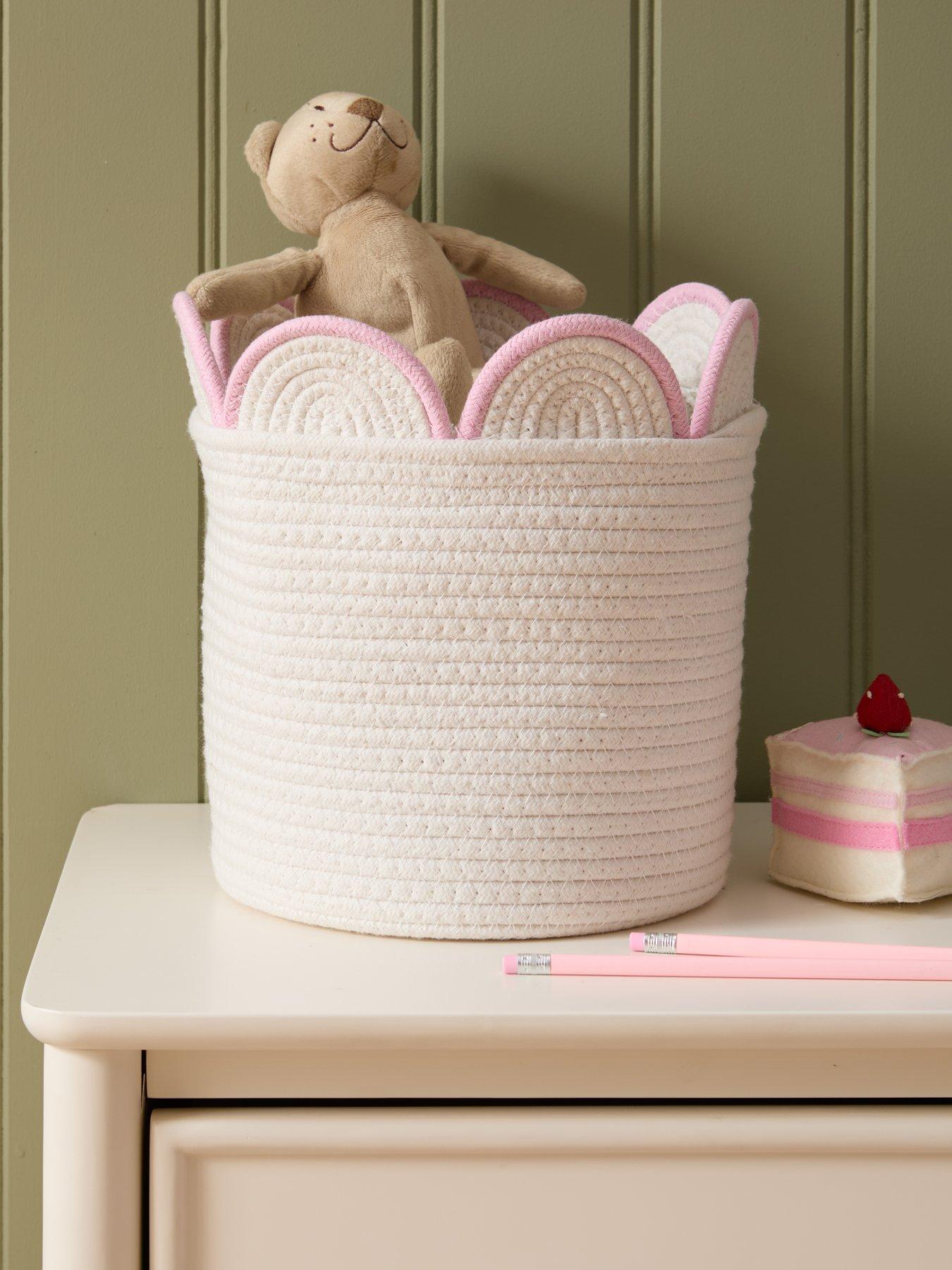 The Very Collection Pink Scallop Edge Cotton Rope Storage Basket
