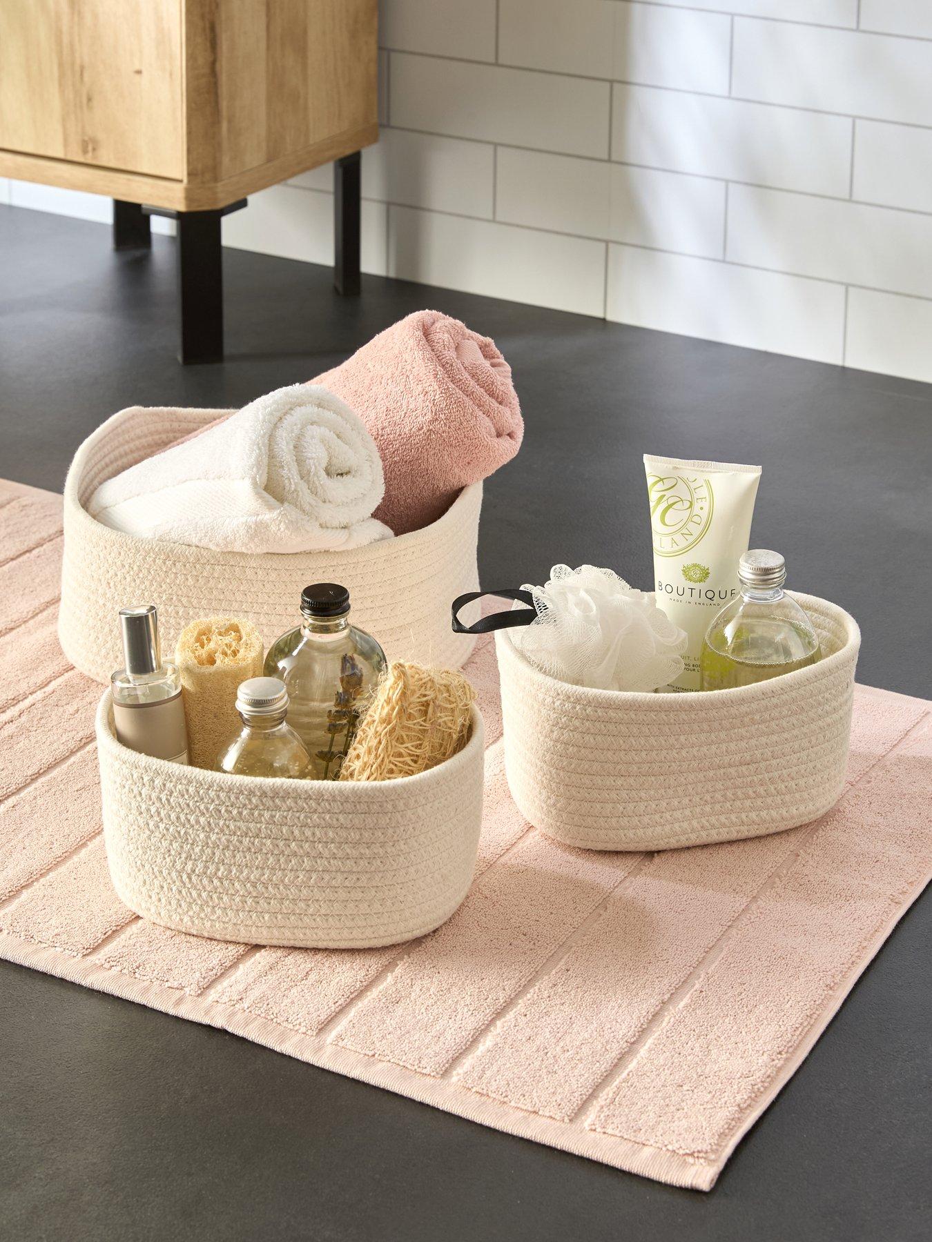 The Very Collection Set Of 3 White Cotton Rope Storage Baskets