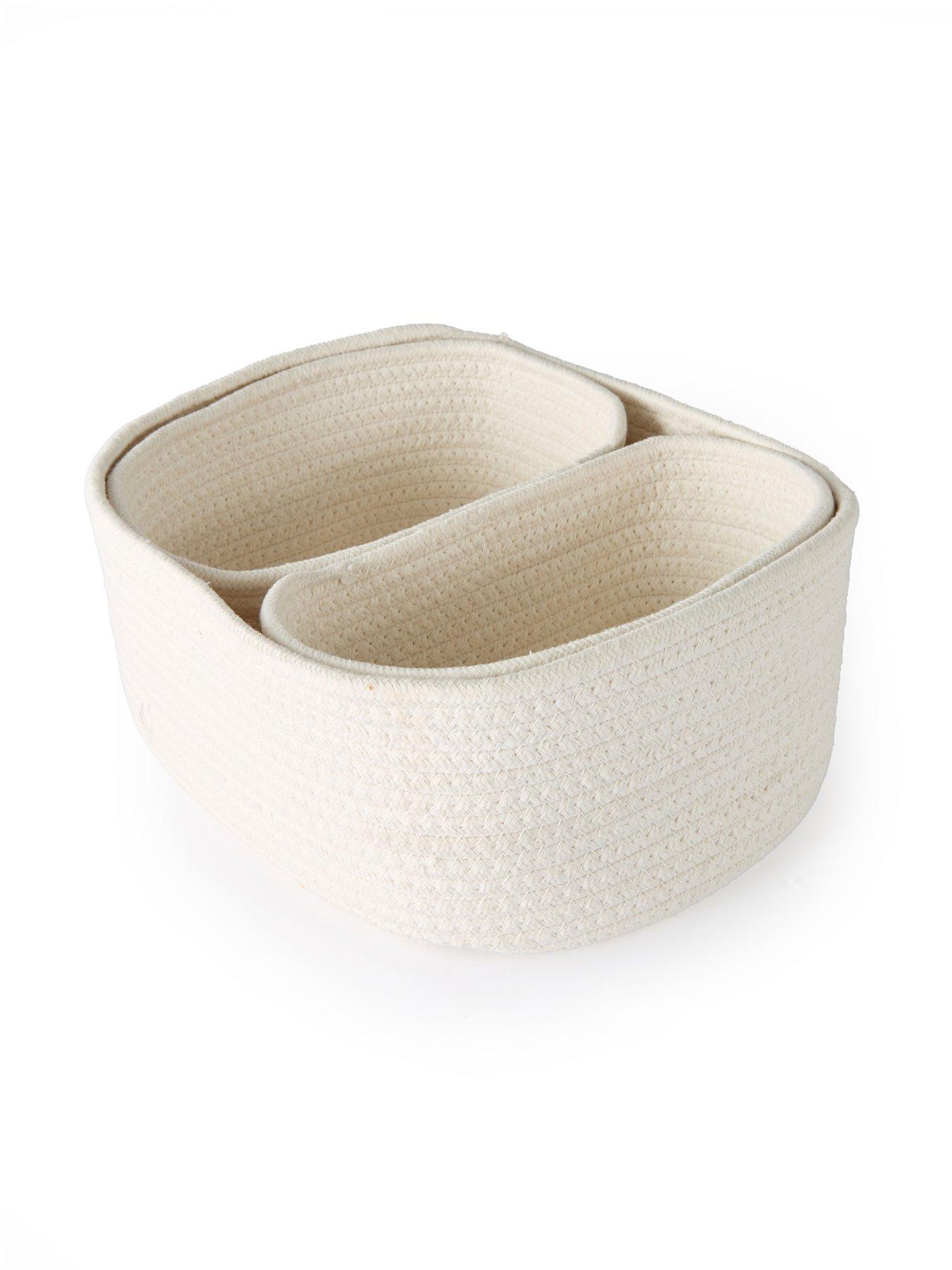Image 4 of 7 of The Very Collection Set Of 3 White Cotton Rope Storage Baskets