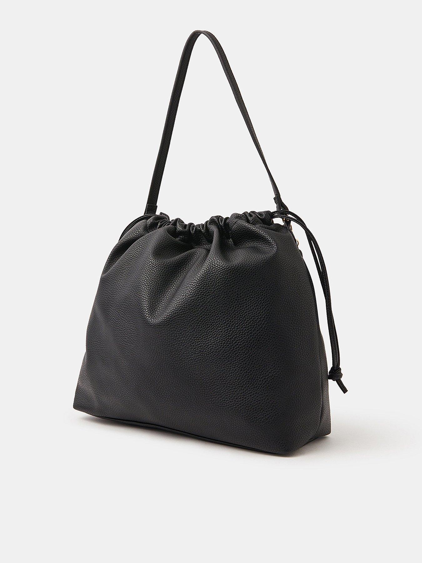 Image 2 of 4 of Accessorize Large Drawstring Shoulder Bag - Black