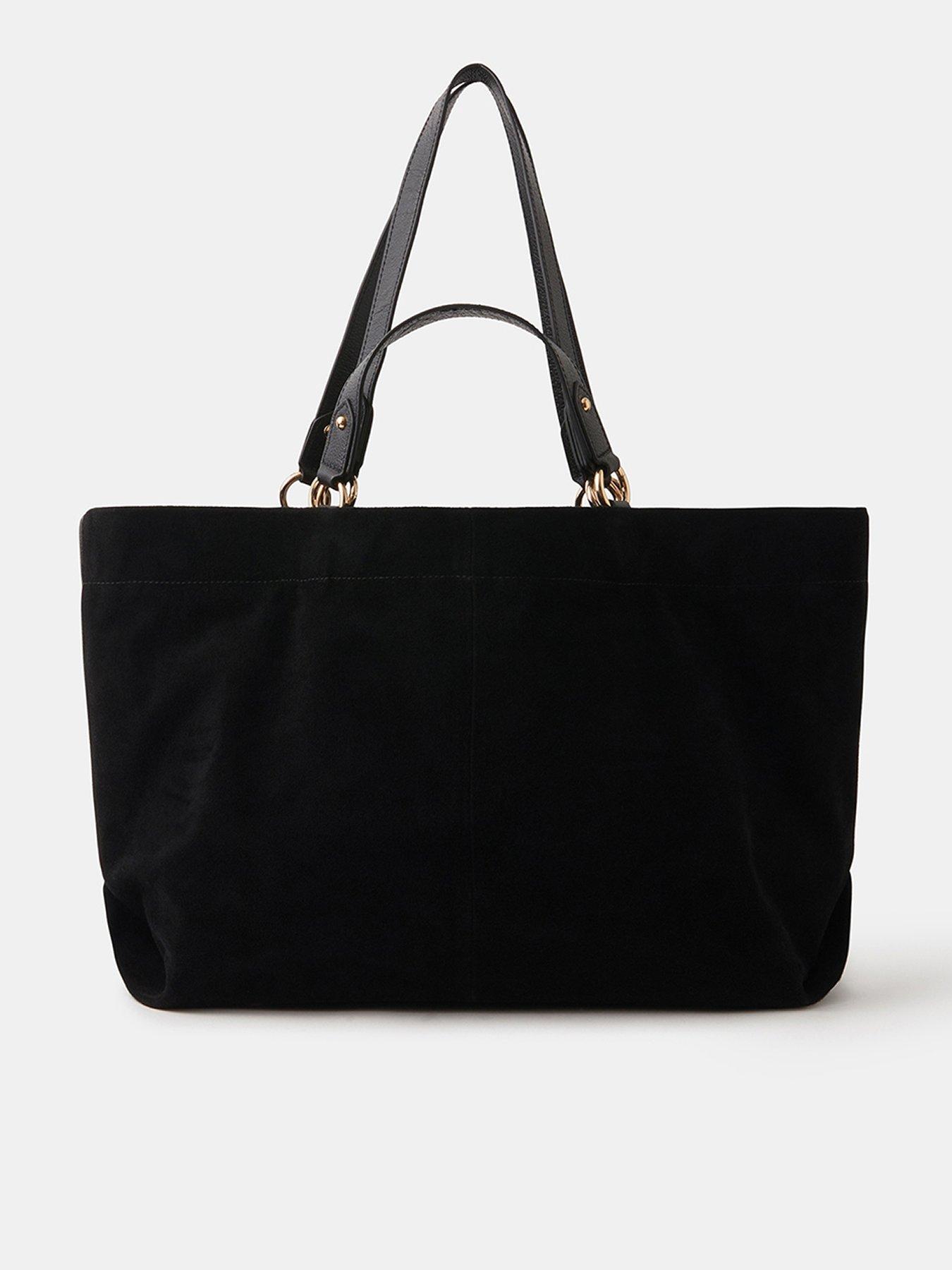 undefined Multi Strap Suede Tote Bag - Black